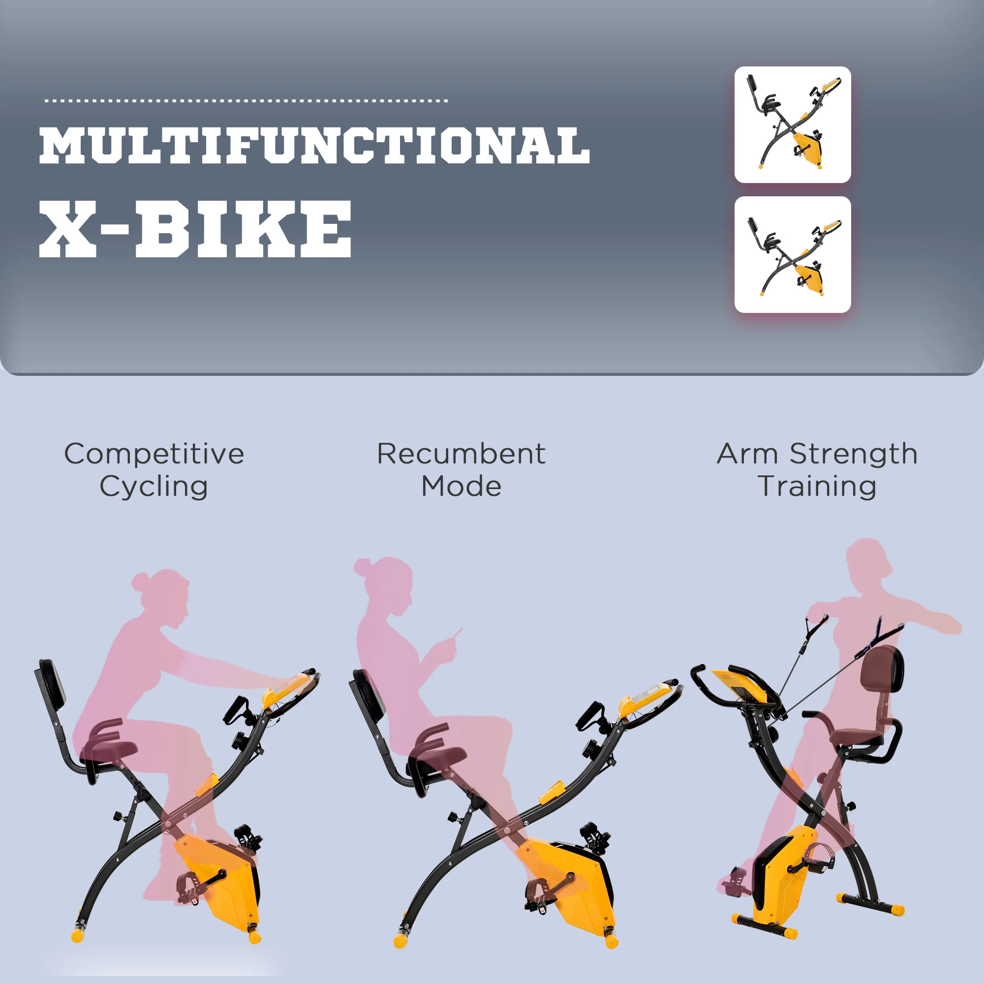 HOMCOM 2-In-1 Folding Exercise Bike With 8-Level Magnetic Resistance - Image 17