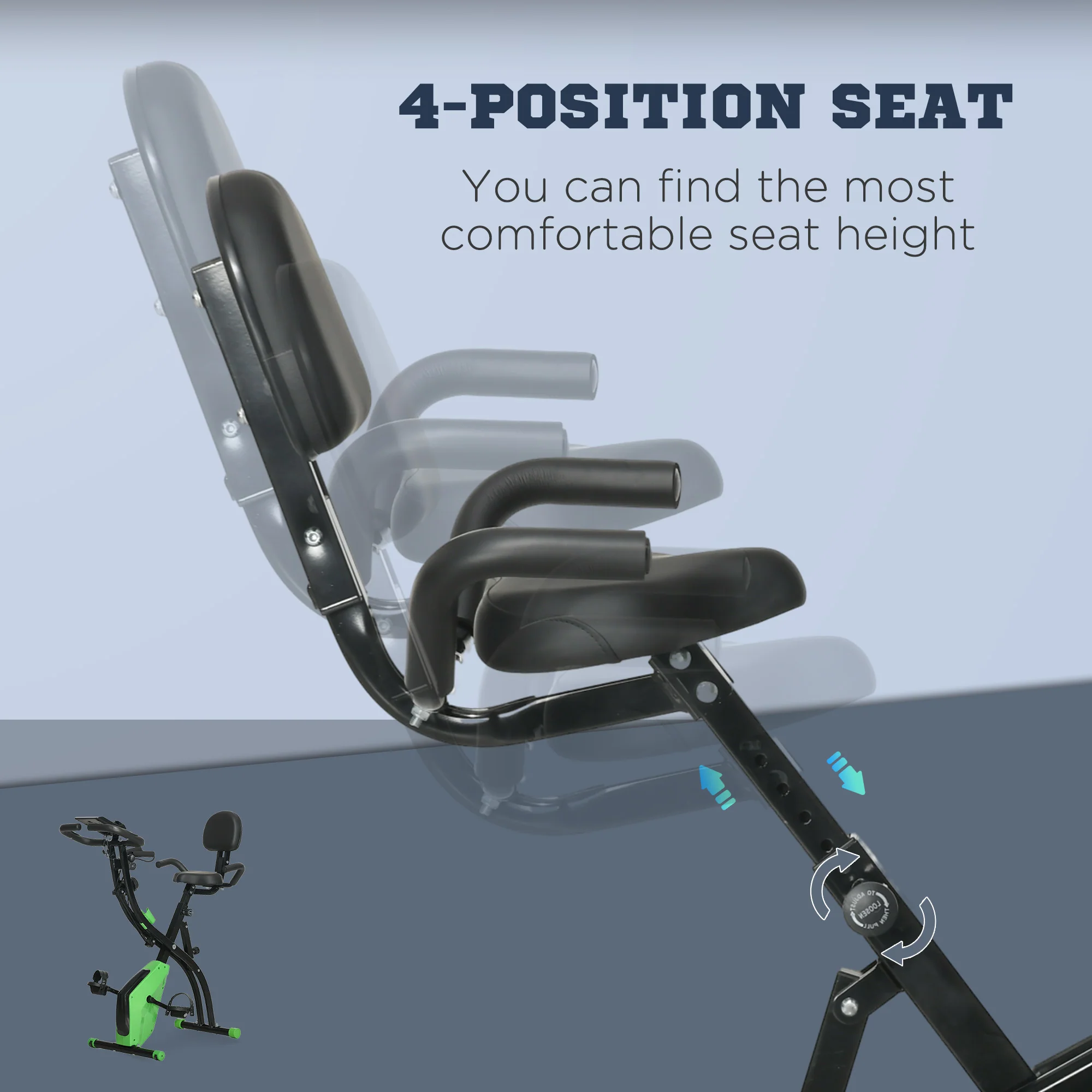 HOMCOM 2-In-1 Folding Exercise Bike With 8-Level Magnetic Resistance - Image 4