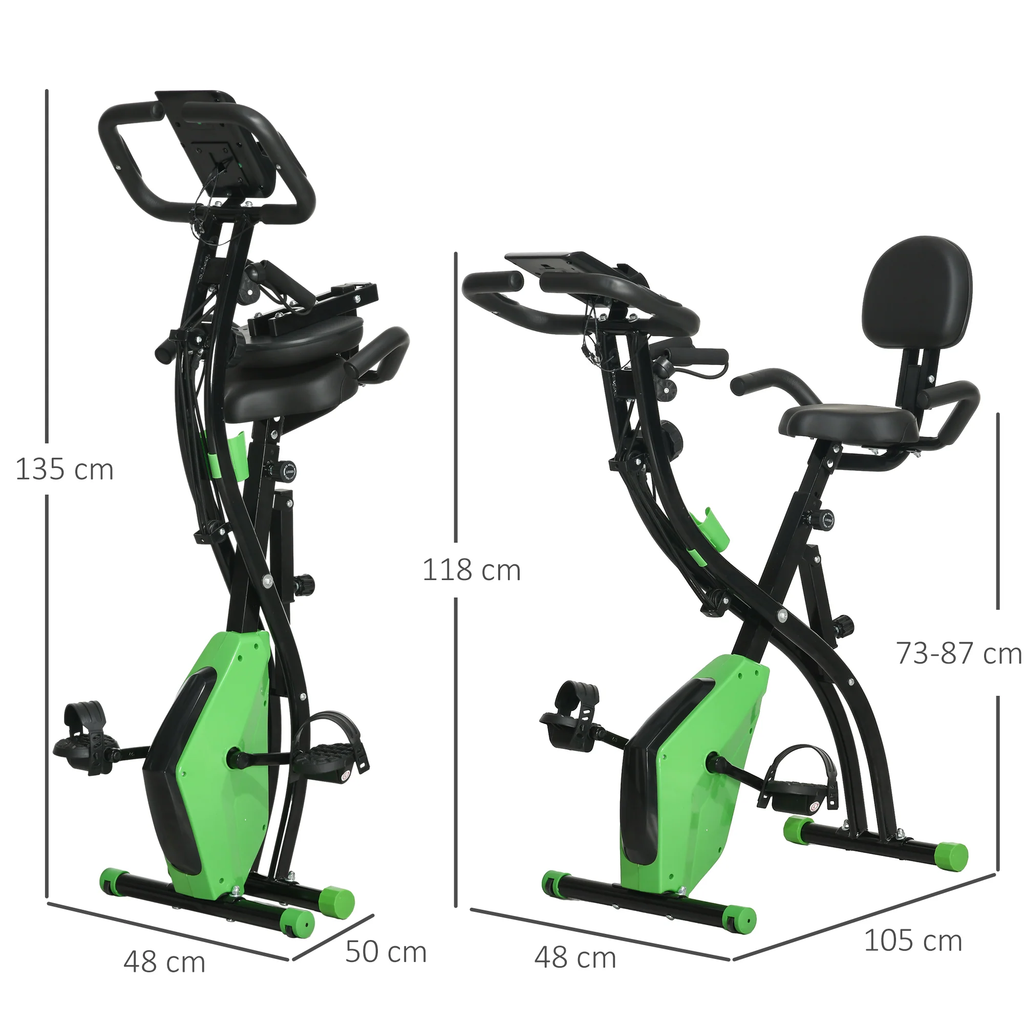 HOMCOM 2-In-1 Folding Exercise Bike With 8-Level Magnetic Resistance - Image 5