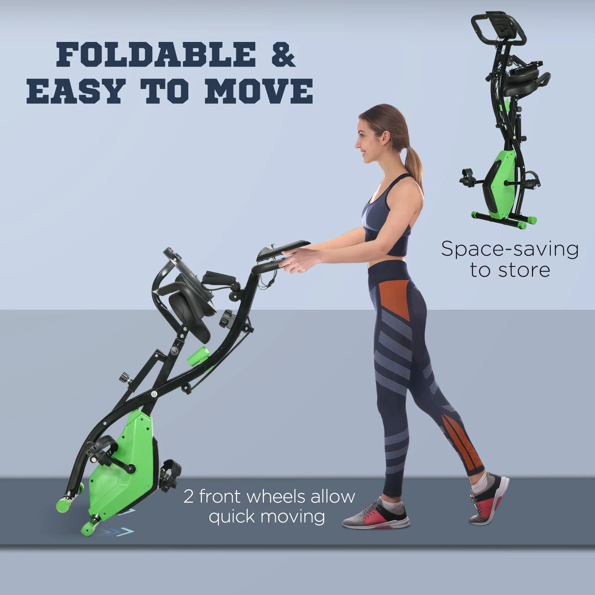 HOMCOM 2-In-1 Folding Exercise Bike With 8-Level Magnetic Resistance - Image 7
