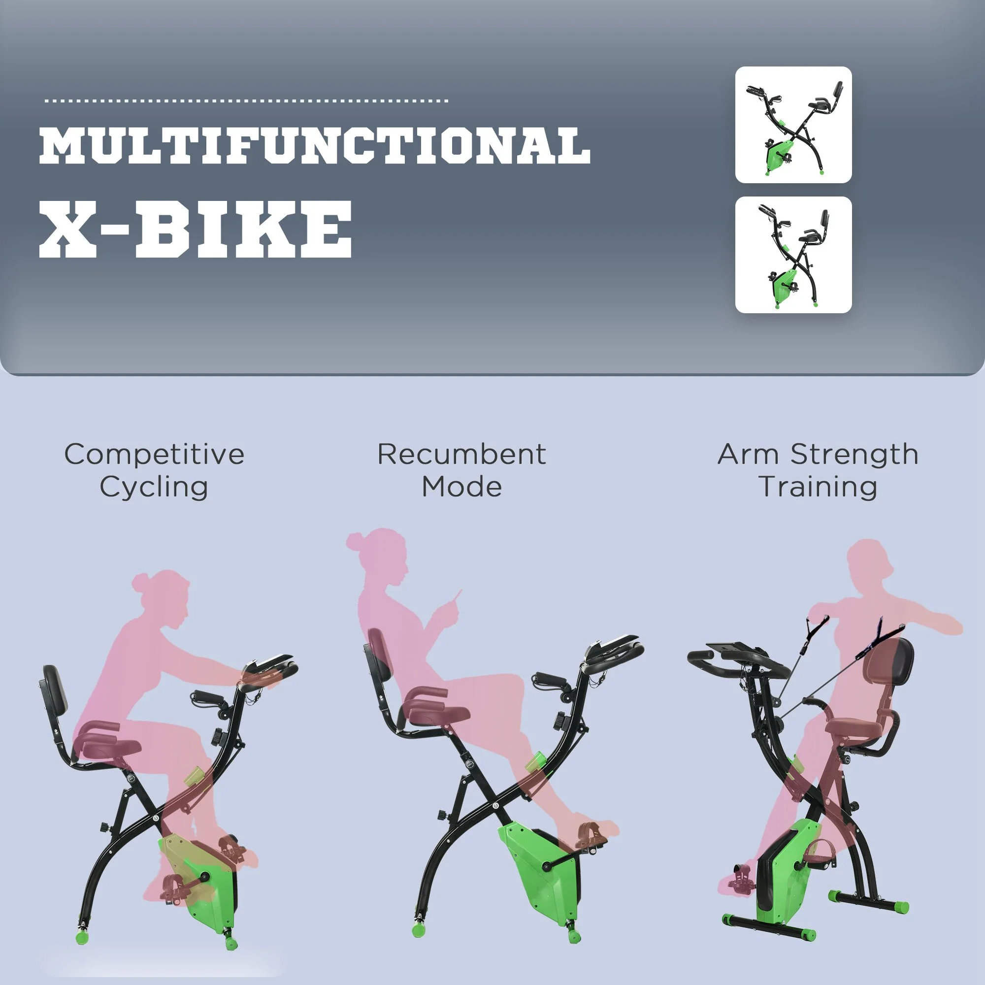 HOMCOM 2-In-1 Folding Exercise Bike With 8-Level Magnetic Resistance - Image 8