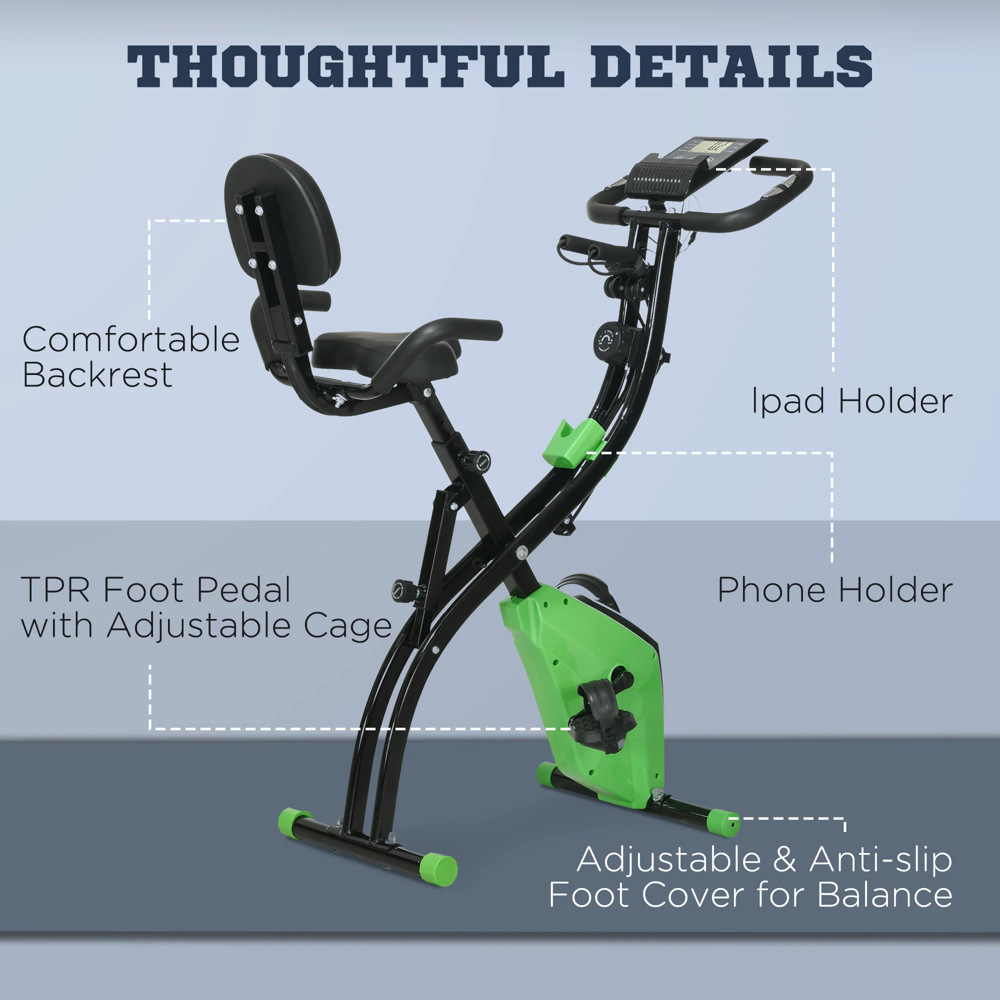 HOMCOM 2-In-1 Folding Exercise Bike With 8-Level Magnetic Resistance - Image 9