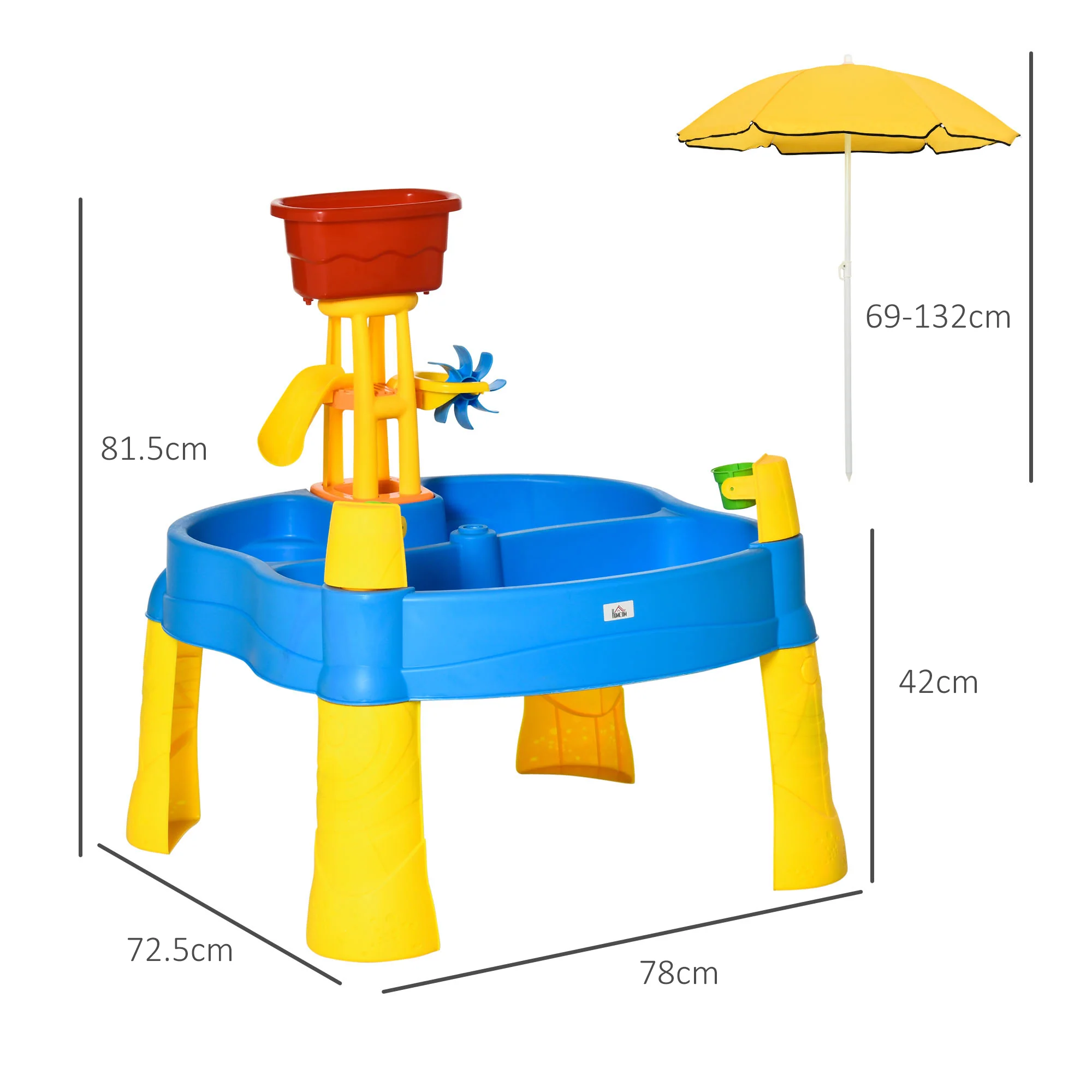 HOMCOM 2 in 1 Sand & Water Table - 18+ Months - Kids Outdoor Beach Garden - Image 5