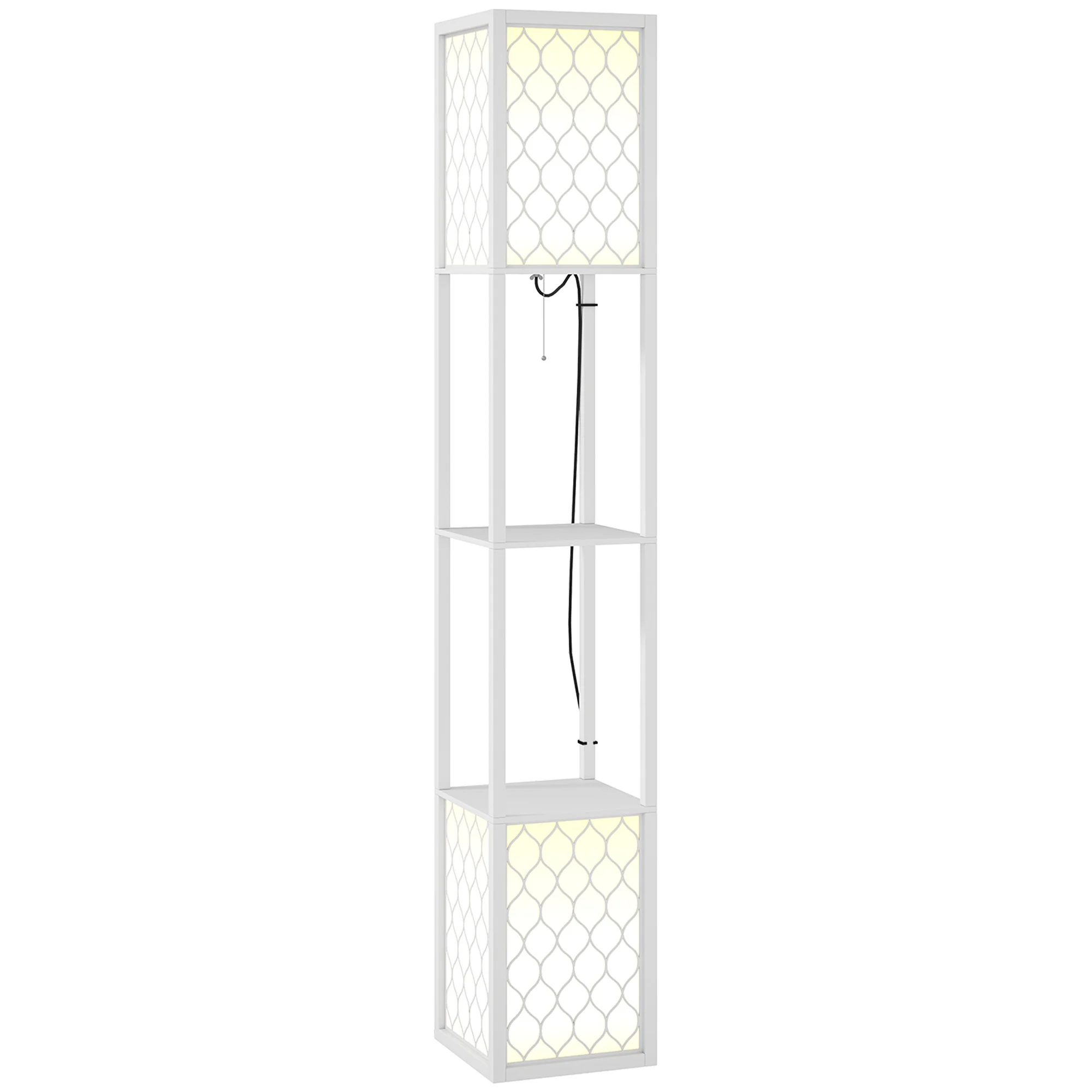 HOMCOM 2-Light Modern Floor Lamp With Shelves For Living Room, Bedroom - Image 10