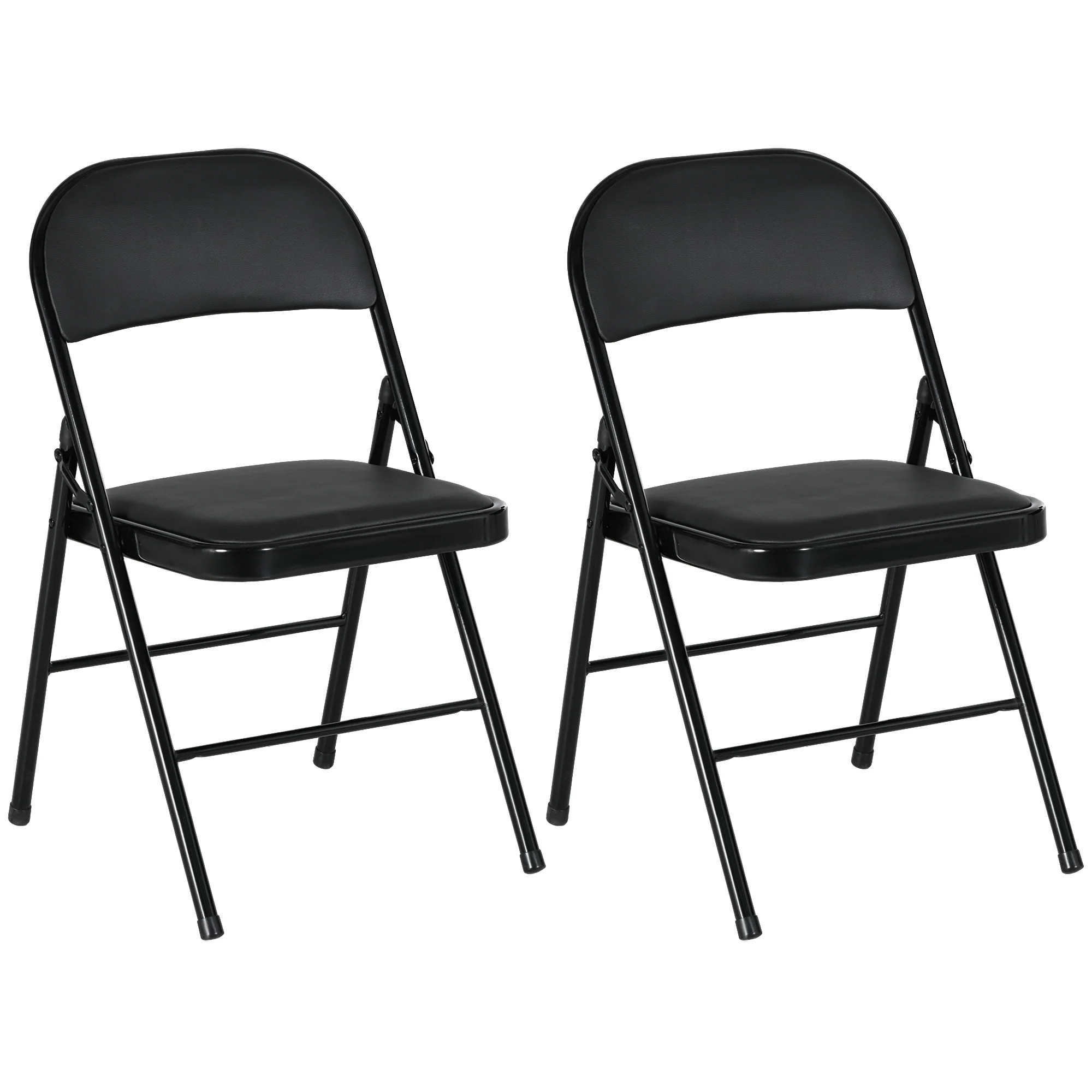 HOMCOM 2 Pack Padded Folding Chairs With Cushioned Seat And Metal Frame White - Image 11