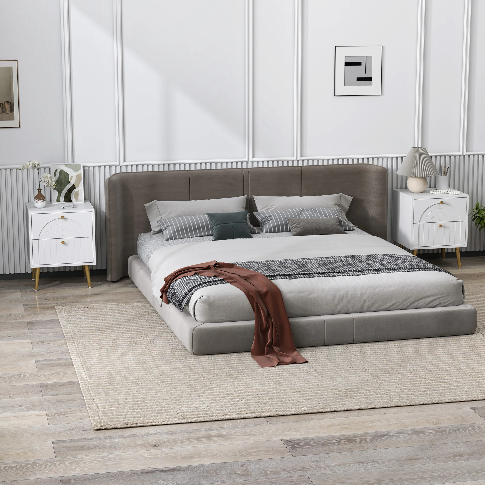 HOMCOM 2-Piece Bedside Tables Set with 2 Drawers for Bedroom, White - Image 2