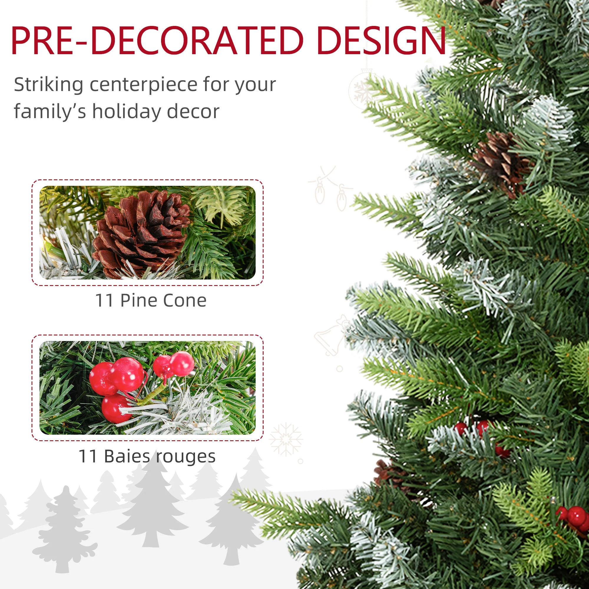 HOMCOM 2 Pieces Prelit Artificial Tabletop Christmas Trees, LED Display - Image 5