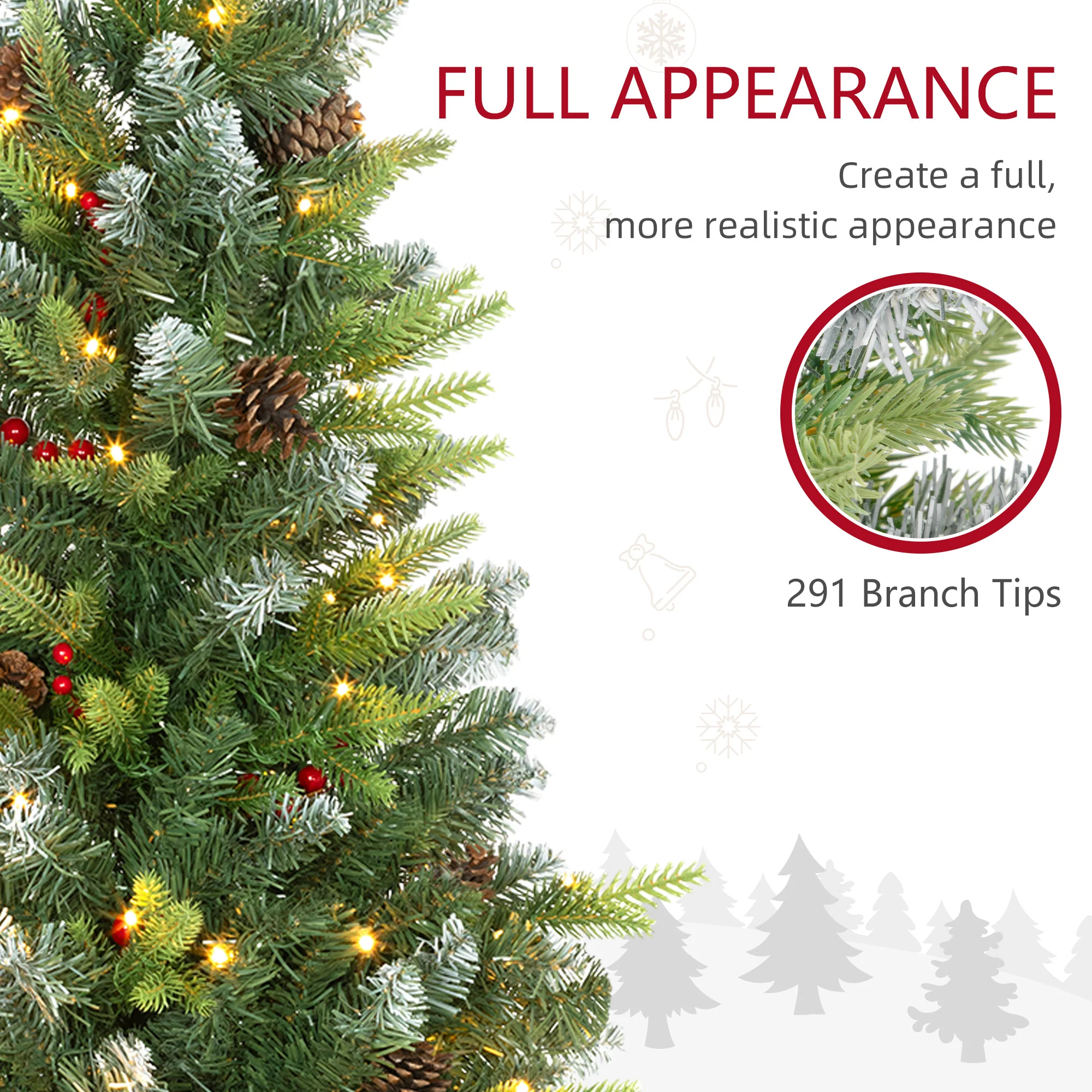 HOMCOM 2 Pieces Prelit Artificial Tabletop Christmas Trees, LED Display - Image 6