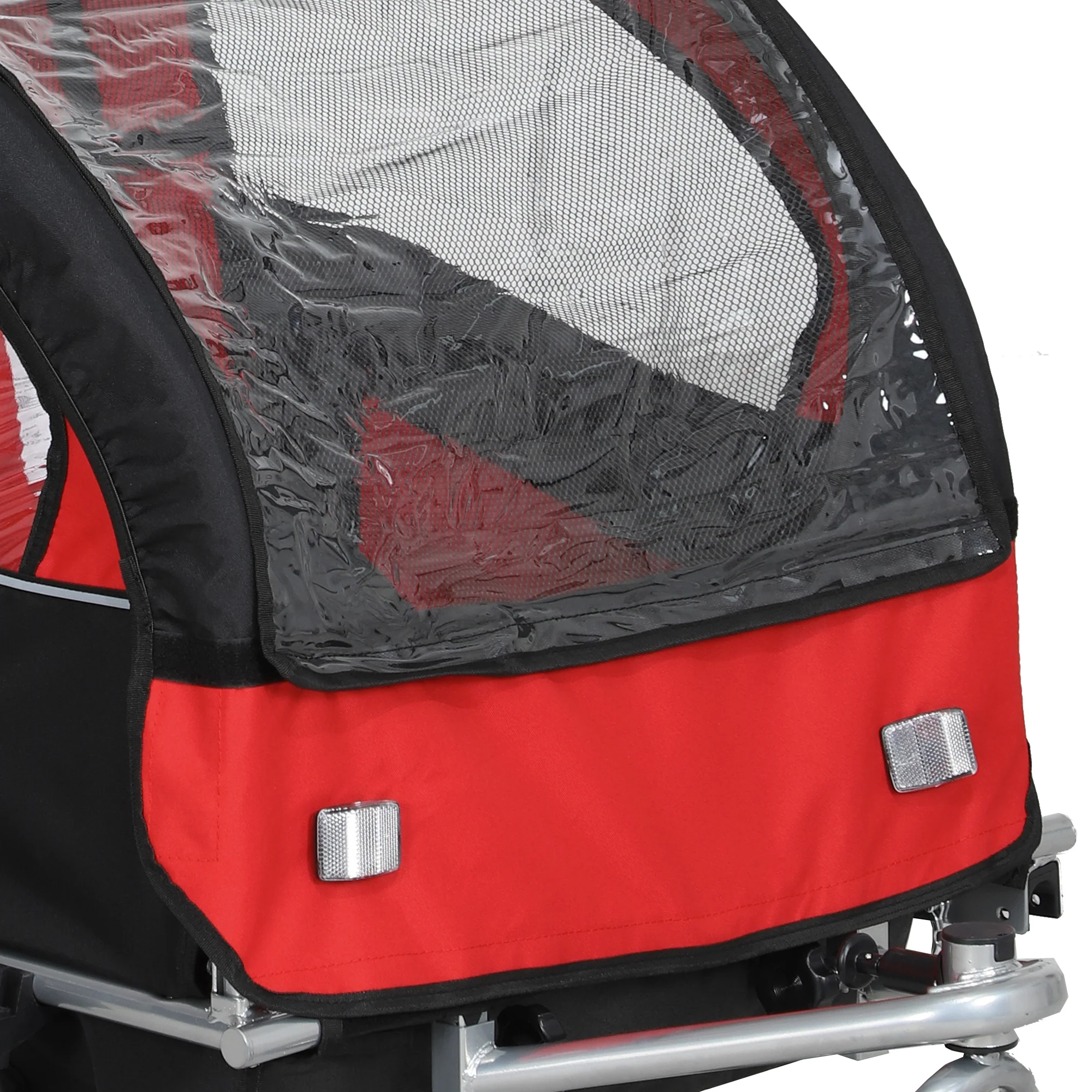 HOMCOM 2 Seat Bike Trailer with 5 Point Harness, for 18+ Months, Red - Image 9