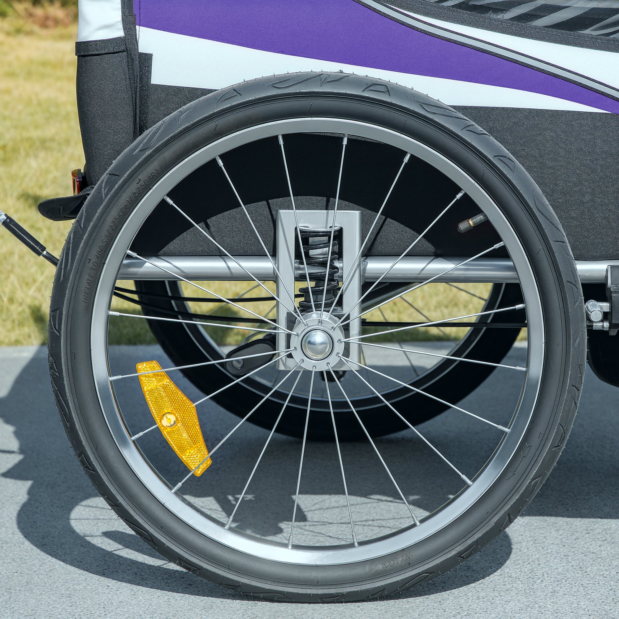 HOMCOM 2 Seat Child Bike Trailer, Baby Bicycle Trailer for 2 Kids, Purple - Image 9