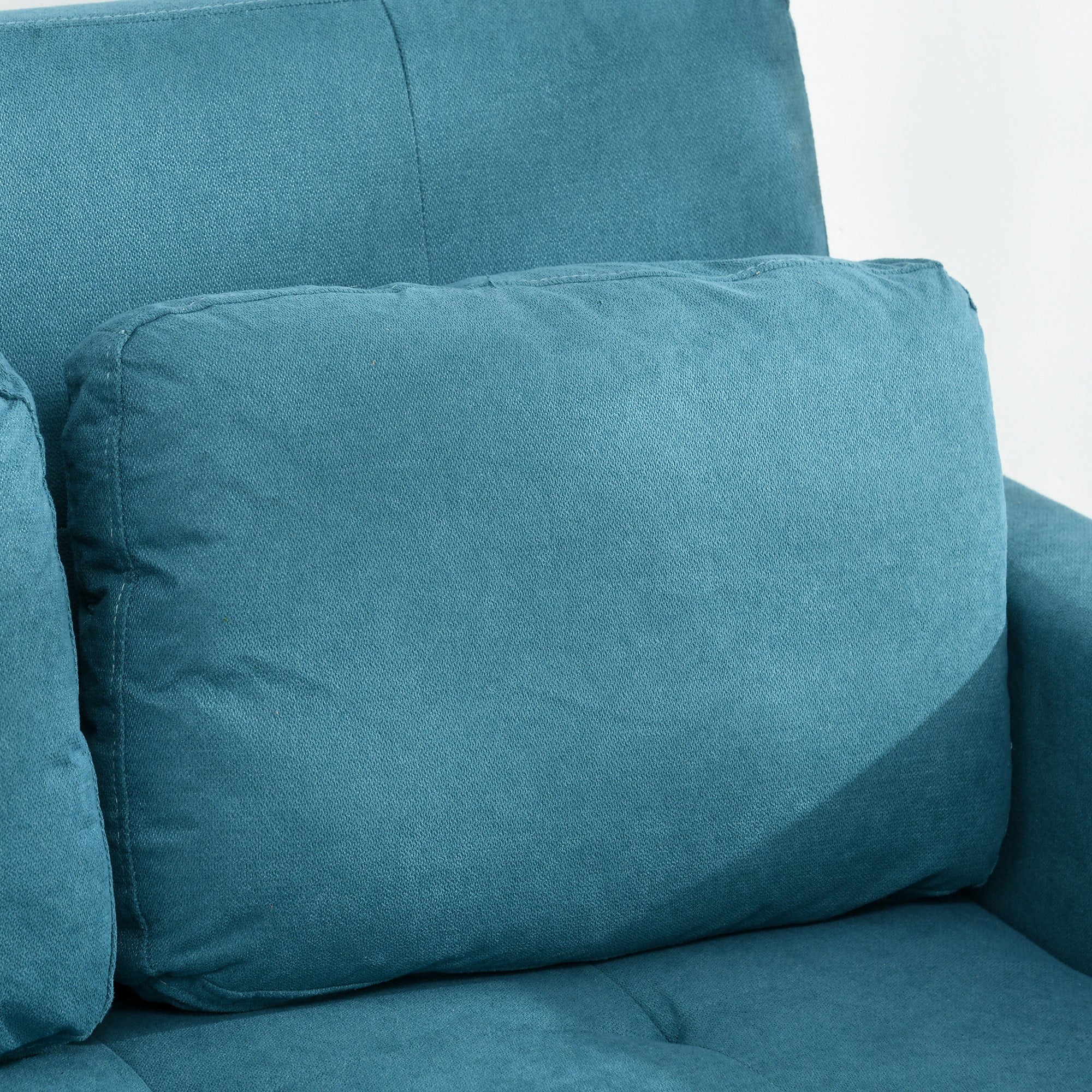 HOMCOM 2 Seater Sofa Bed Convertible Bed Settee With Cushions, Pockets, Blue - Image 9