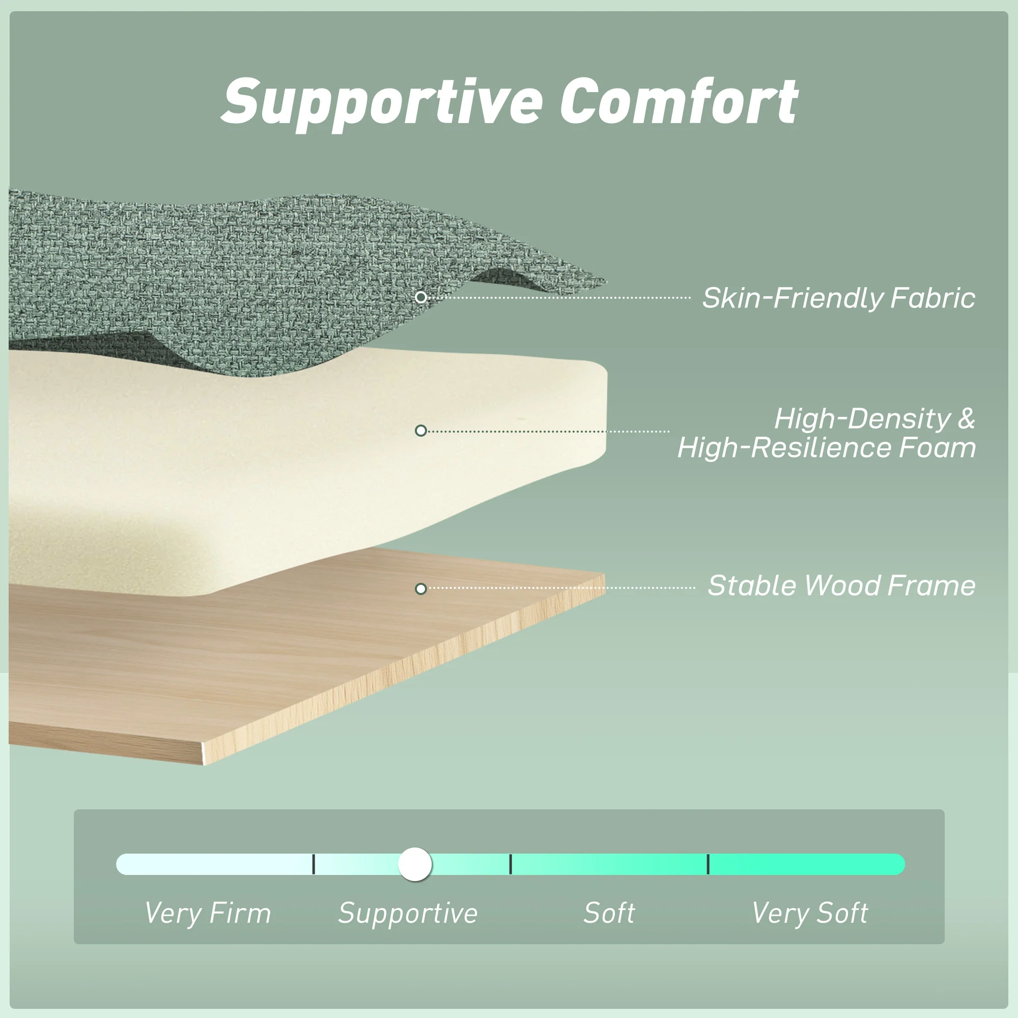HOMCOM 2 Seater Sofa Bed, Convertible Pull Out Bed Settee, Light Green - Image 6