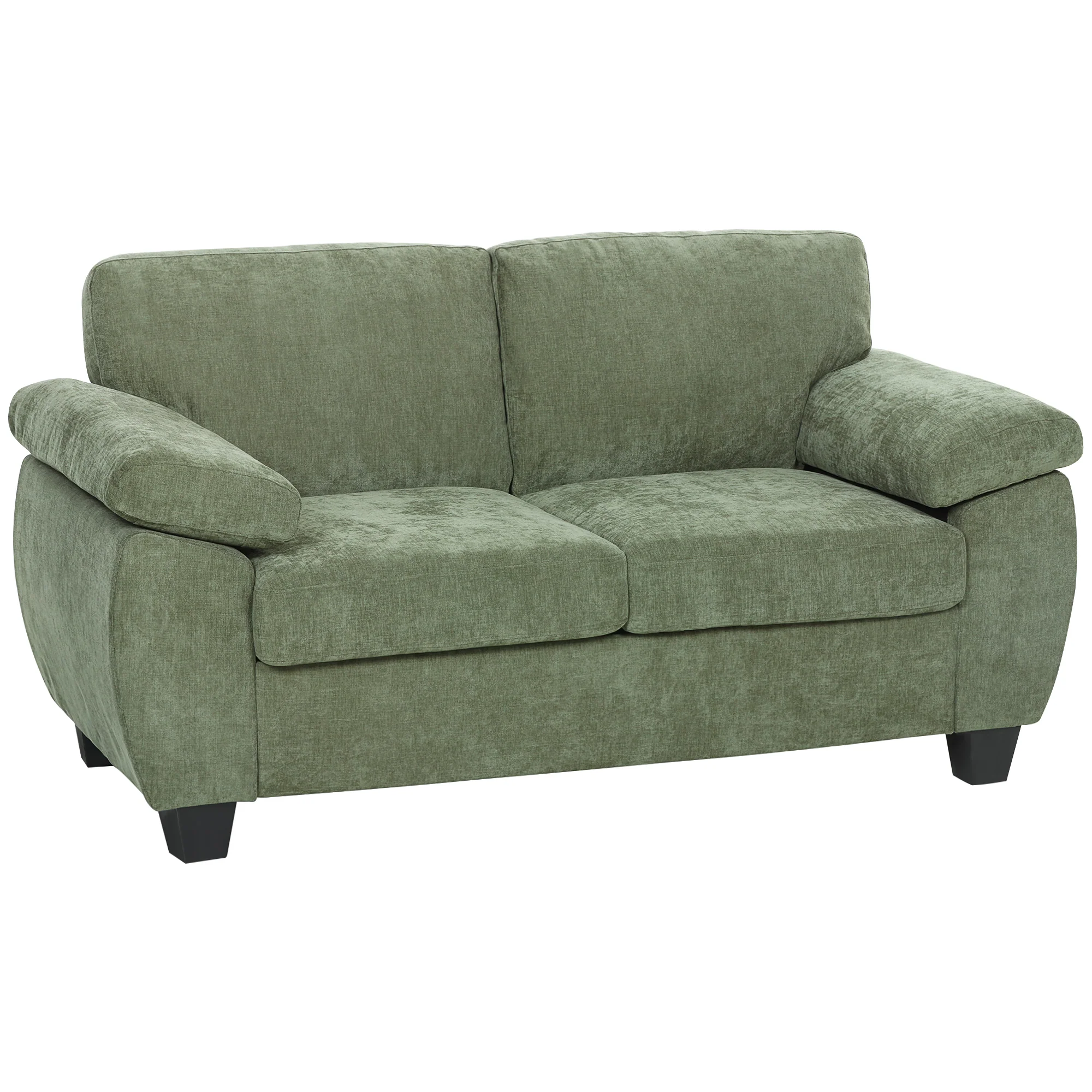 HOMCOM 2 Seater Sofa, Chenille Small Sofa with Spring Cushions, Dark Green