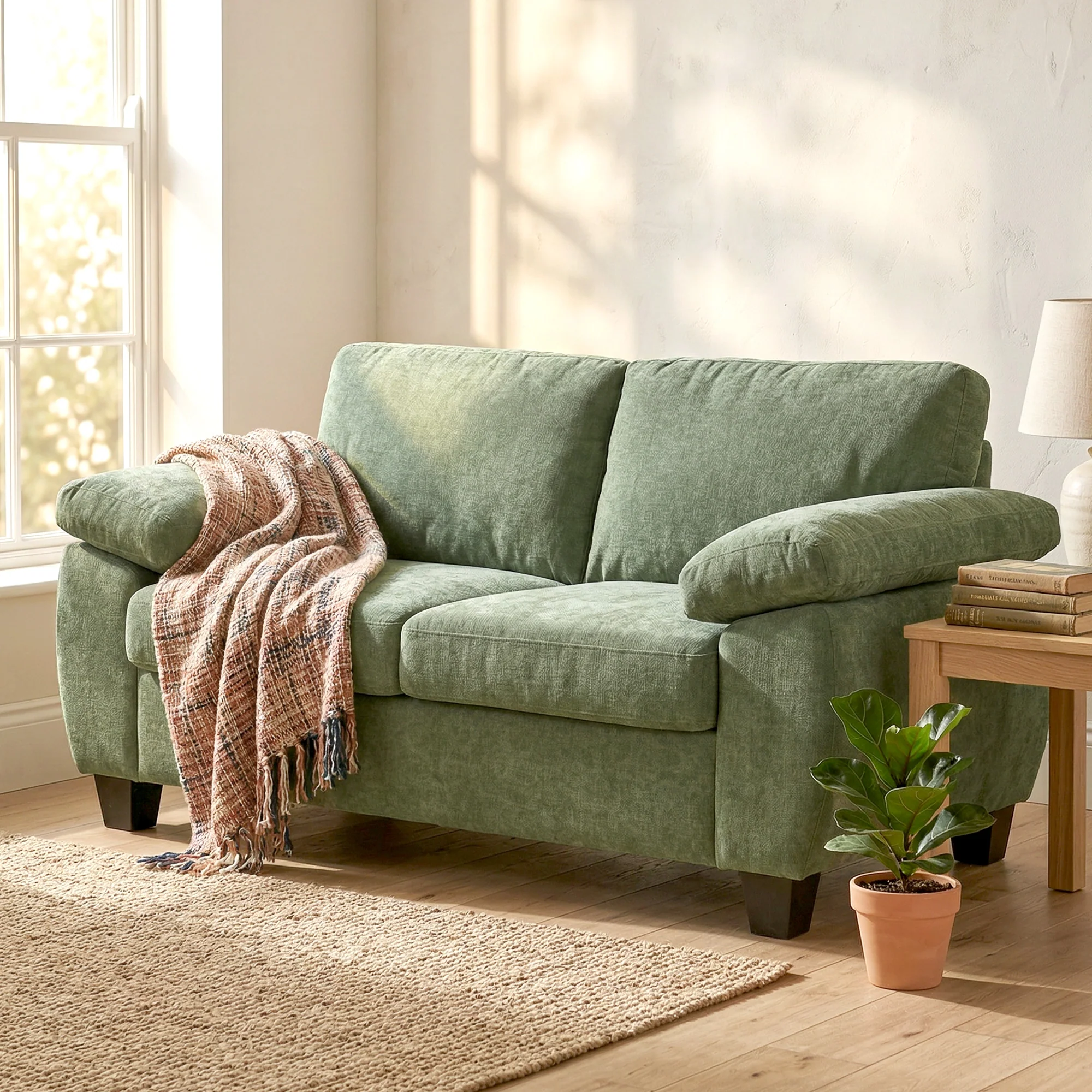 HOMCOM 2 Seater Sofa, Chenille Small Sofa with Spring Cushions, Dark Green - Image 8