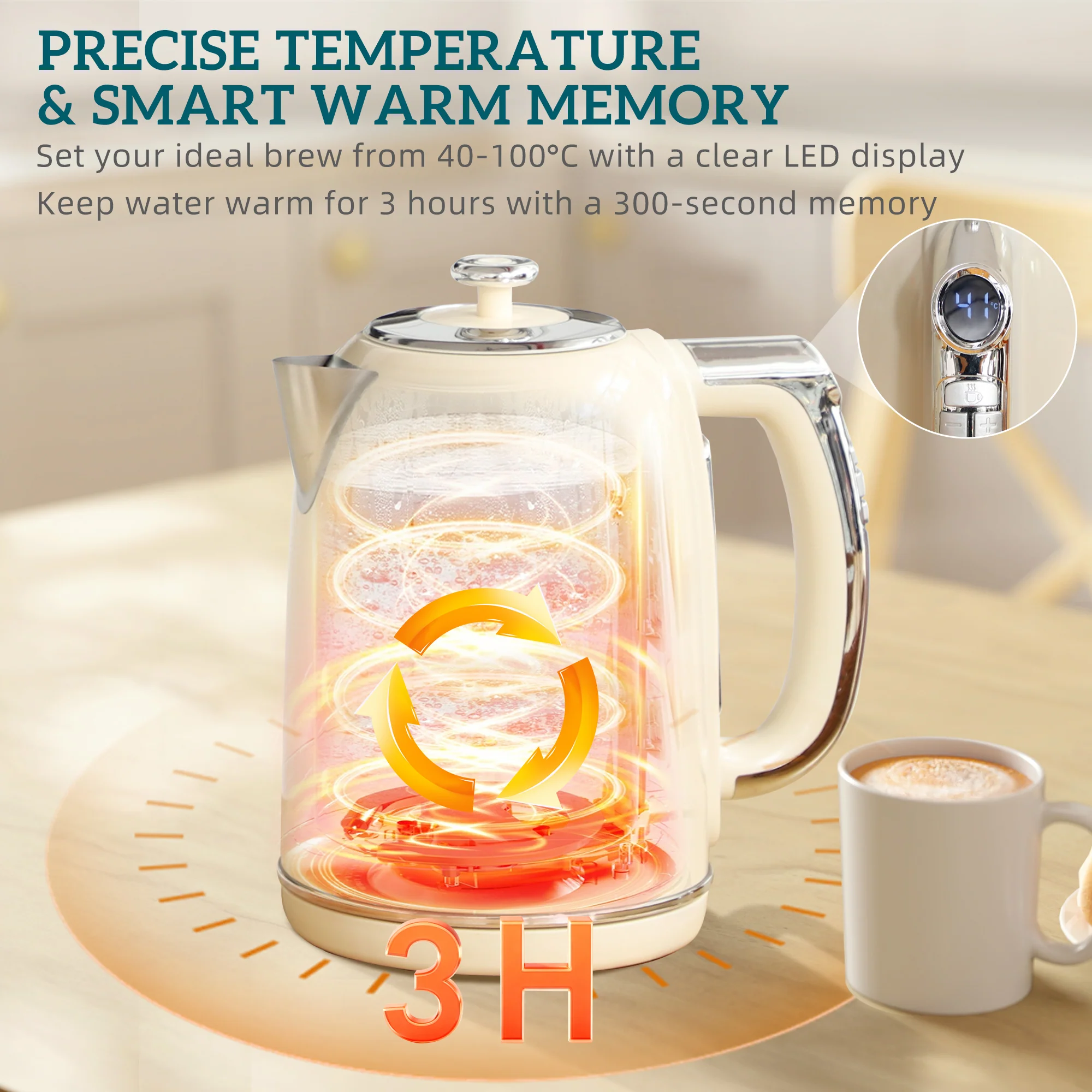 HOMCOM 2 Slice Toaster And Kettle With Keep Warm Memory Function, 1.7L 3000W - Image 4