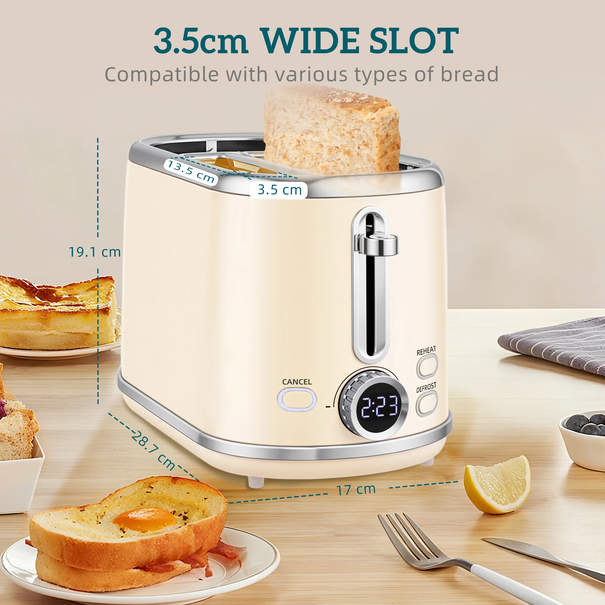 HOMCOM 2 Slice Toaster And Kettle With Keep Warm Memory Function, 1.7L 3000W - Image 6