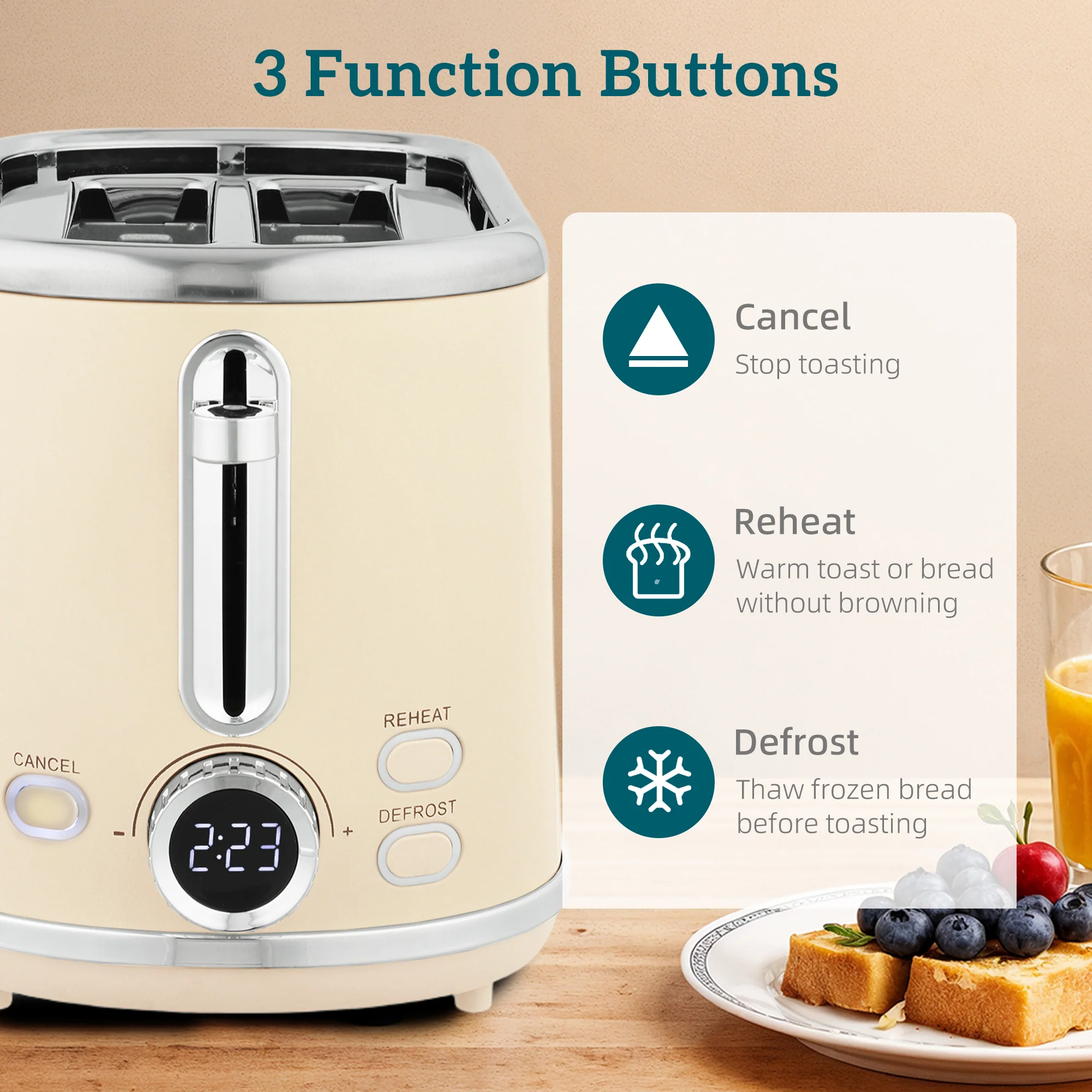 HOMCOM 2 Slice Toaster And Kettle With Keep Warm Memory Function, 1.7L 3000W - Image 8