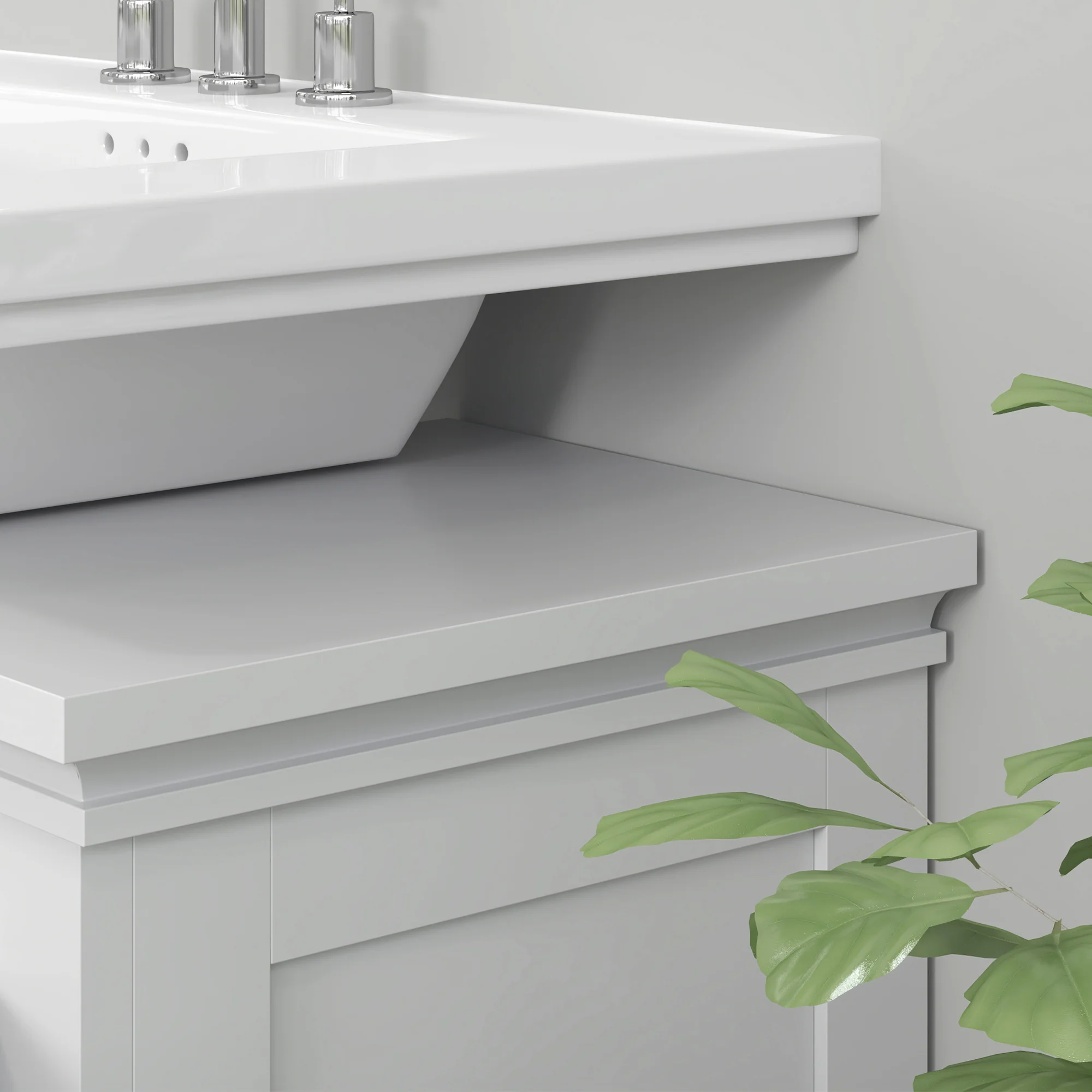 HOMCOM 2-Tier Bathroom Sink Cabinet, Freestanding Storage Cabinet, White - Image 9