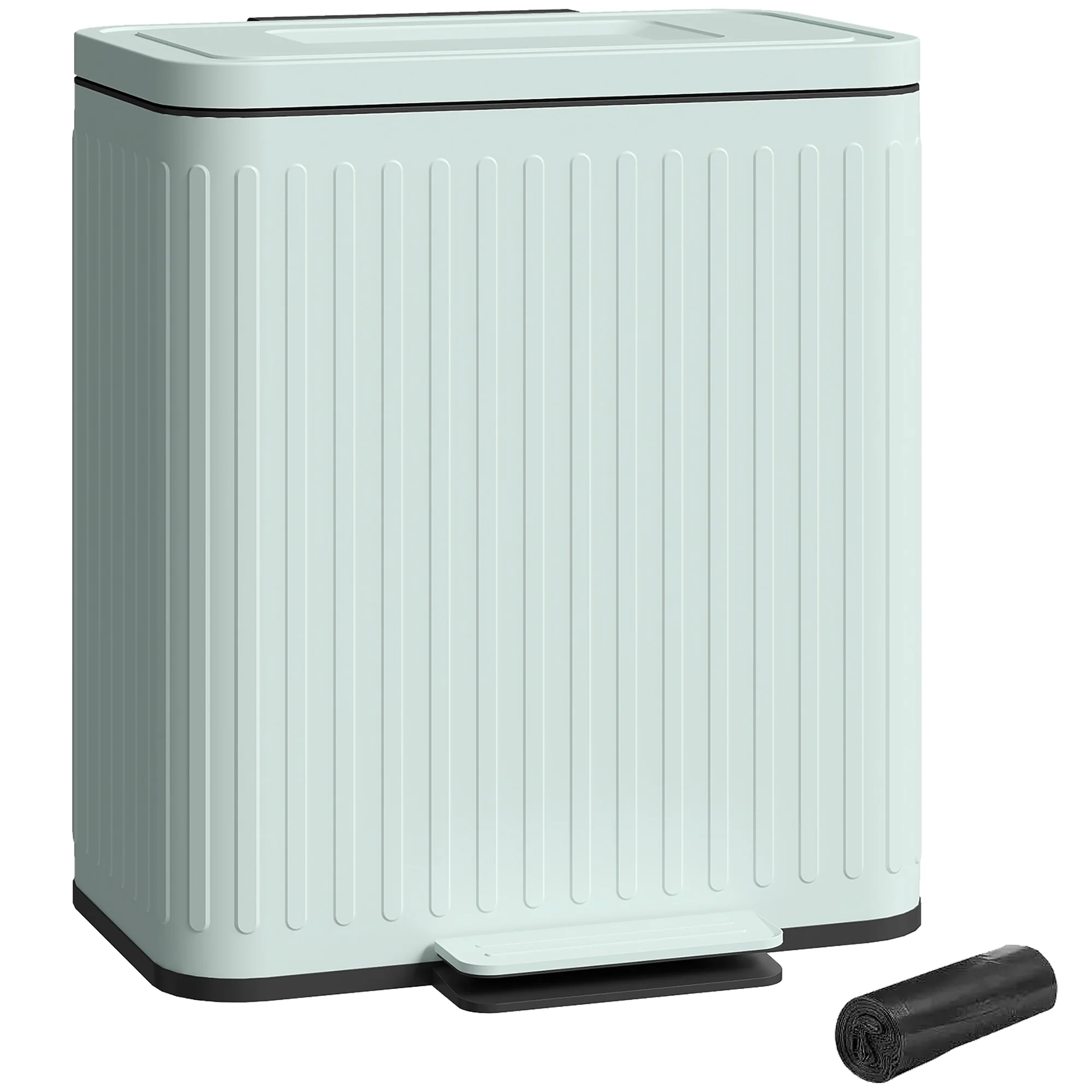 HOMCOM 2 X 20L Double Rubbish Bin, Pedal Bin With Soft-Close Lid - Image 10