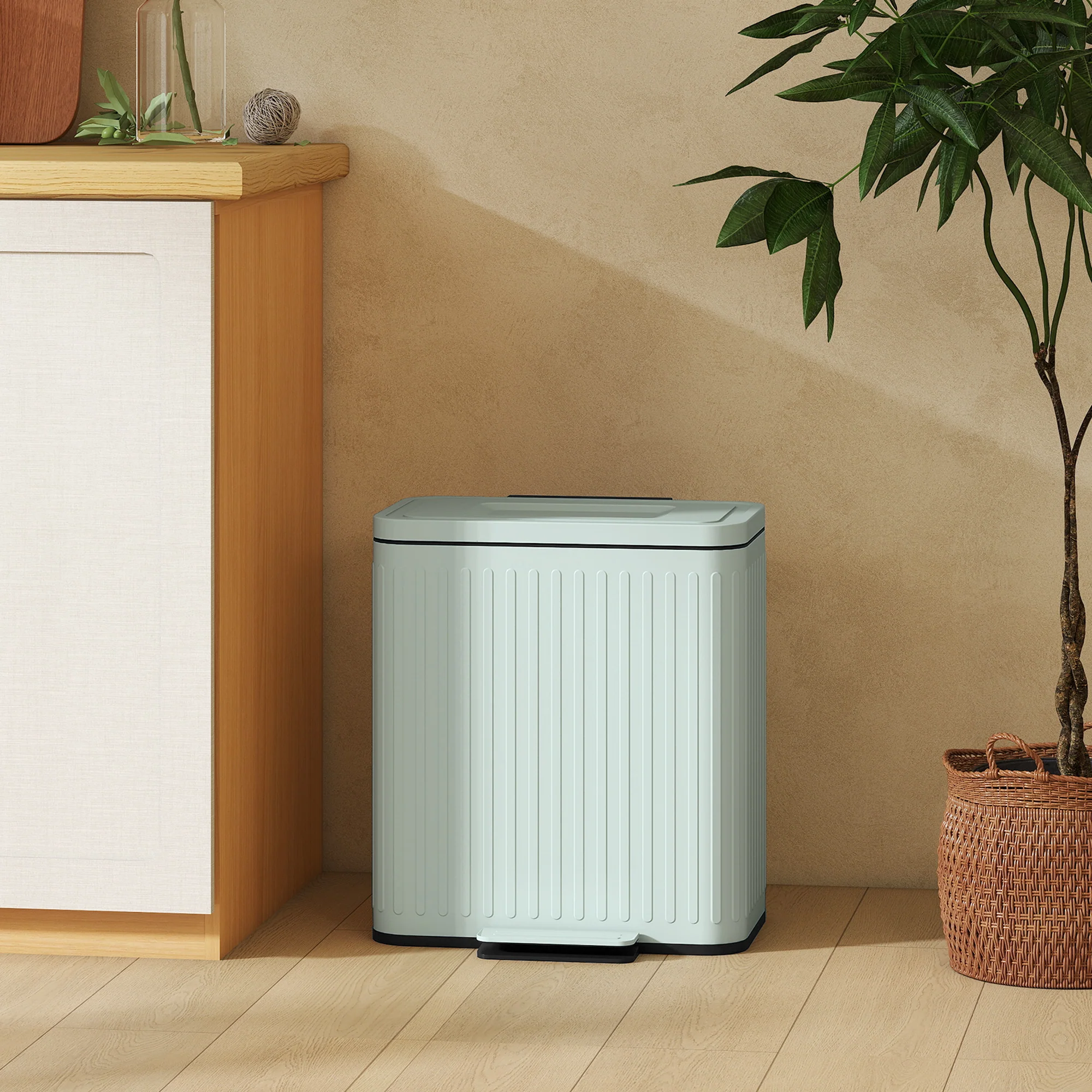 HOMCOM 2 X 20L Double Rubbish Bin, Pedal Bin With Soft-Close Lid - Image 17
