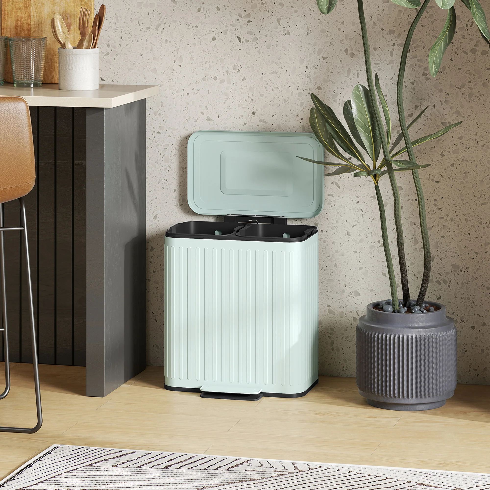 HOMCOM 2 X 20L Double Rubbish Bin, Pedal Bin With Soft-Close Lid - Image 18