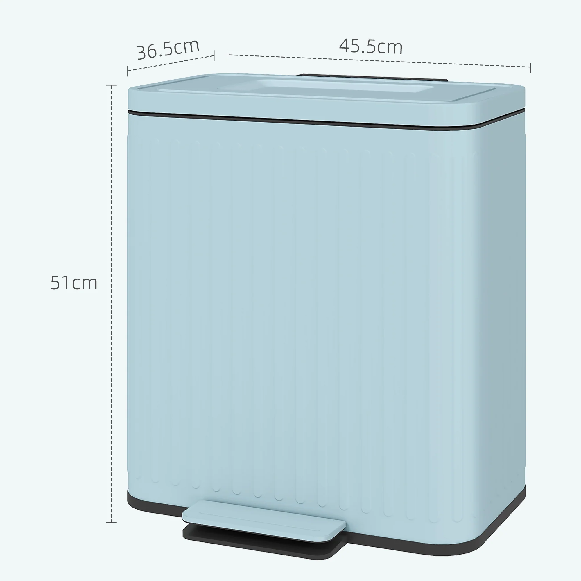 HOMCOM 2 x 20L Double Rubbish Bin, Pedal Bin with Soft-Close Lid, Light Green - Image 5