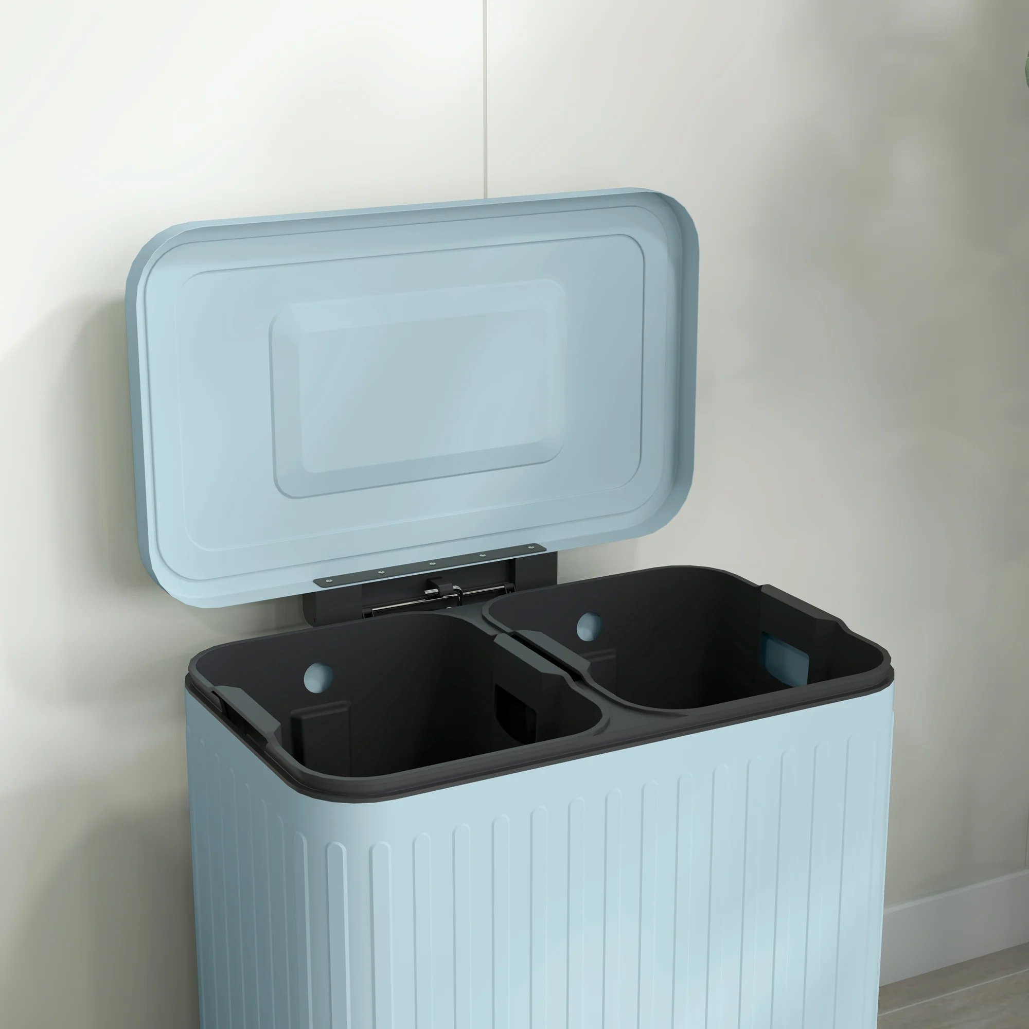 HOMCOM 2 x 20L Double Rubbish Bin, Pedal Bin with Soft-Close Lid, Light Green - Image 9