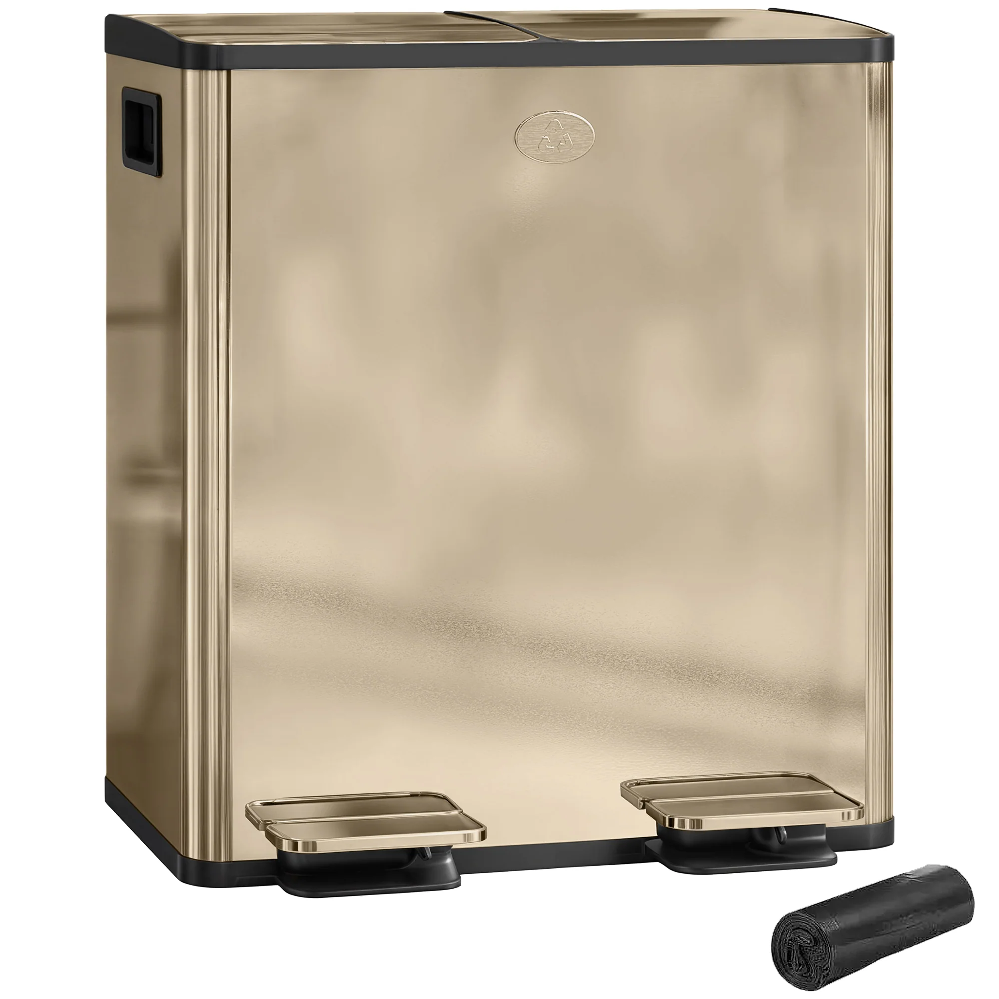 HOMCOM 2 X 20L Dual Kitchen Bin Pedal Bin For Recycling And Waste - Image 10