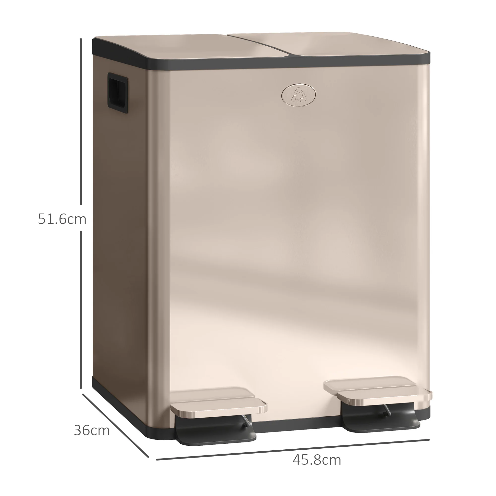HOMCOM 2 X 20L Dual Kitchen Bin Pedal Bin For Recycling And Waste - Image 14