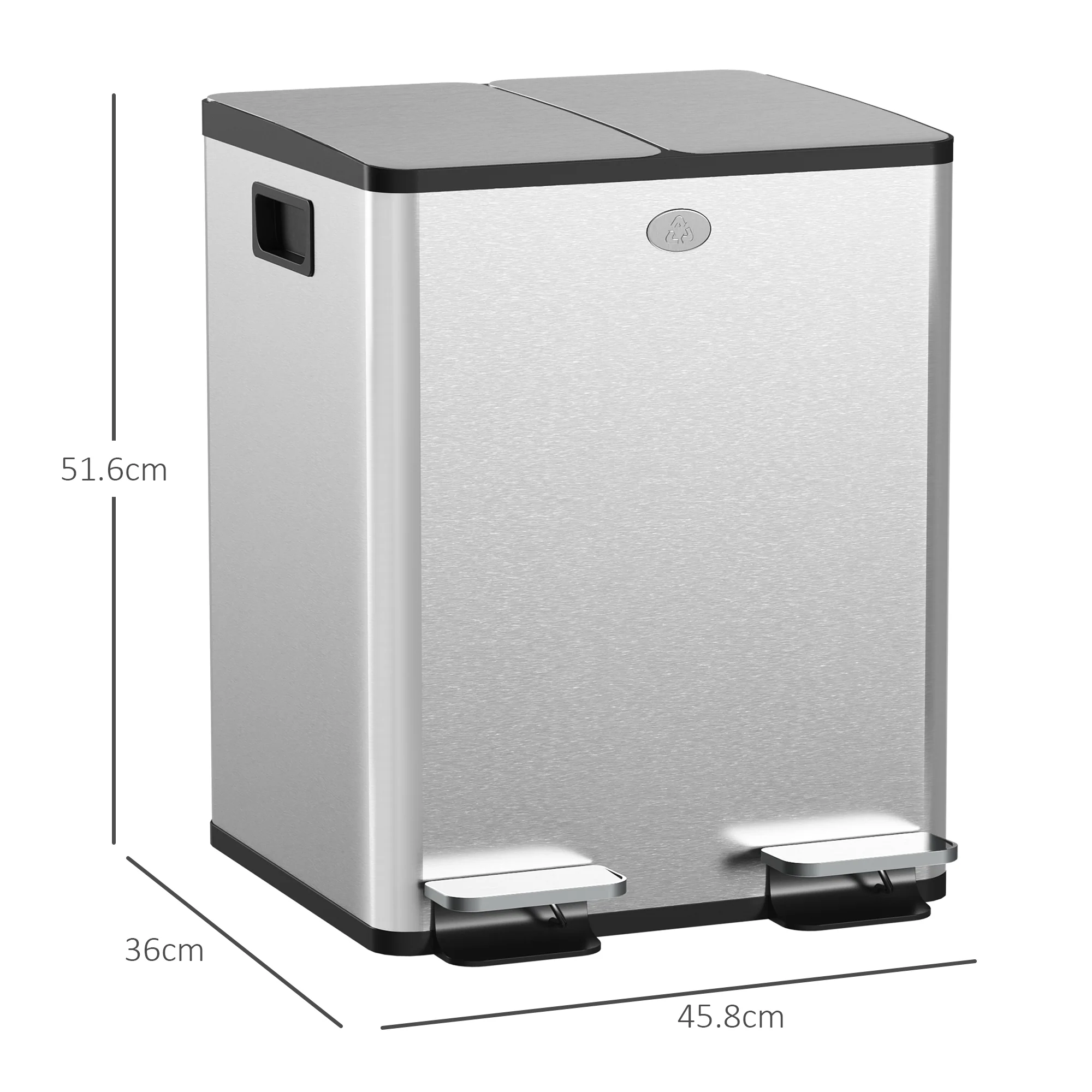 HOMCOM 2 X 20L Dual Kitchen Bin Pedal Bin For Recycling And Waste - Image 23