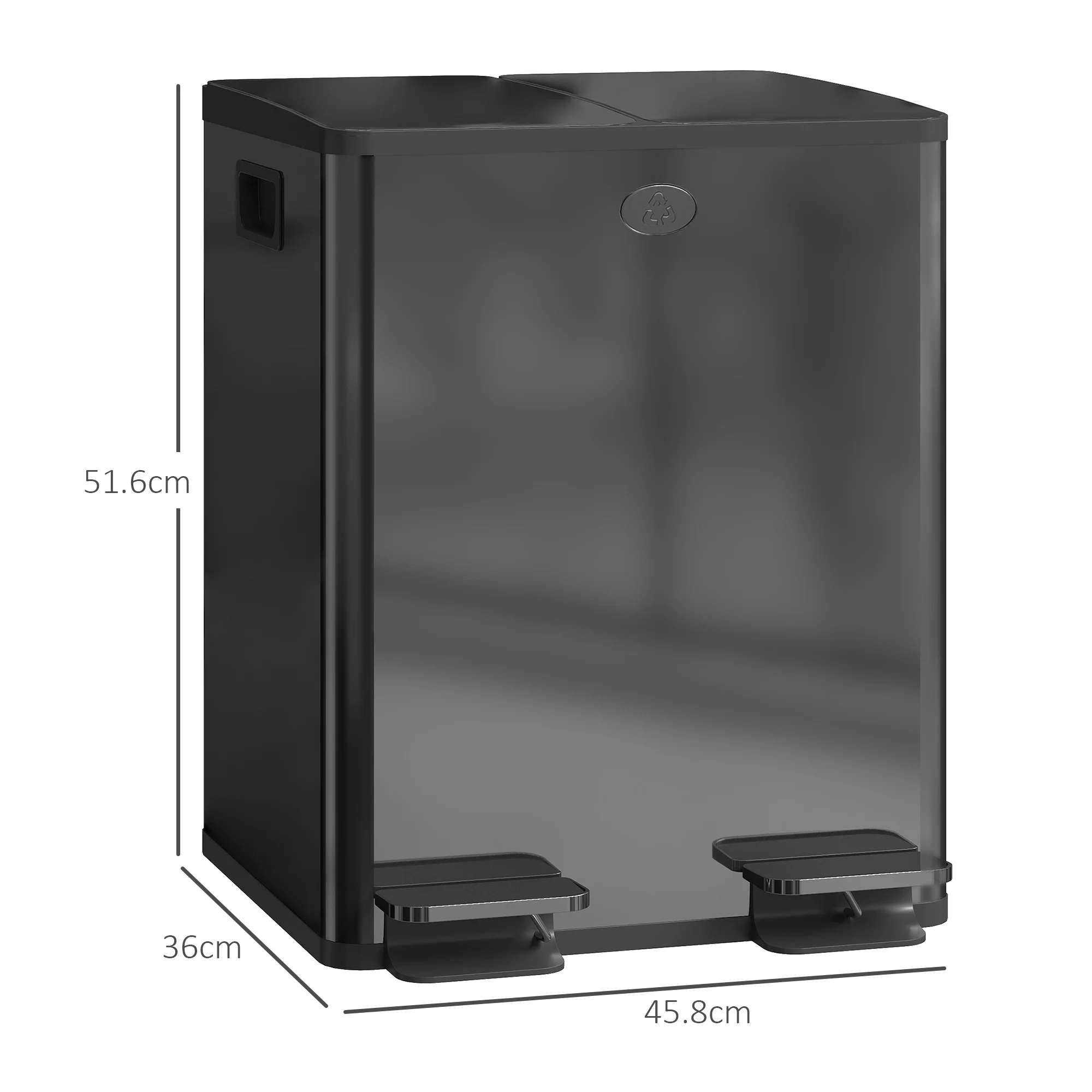 HOMCOM 2 X 20L Dual Kitchen Bin Pedal Bin For Recycling And Waste - Image 5
