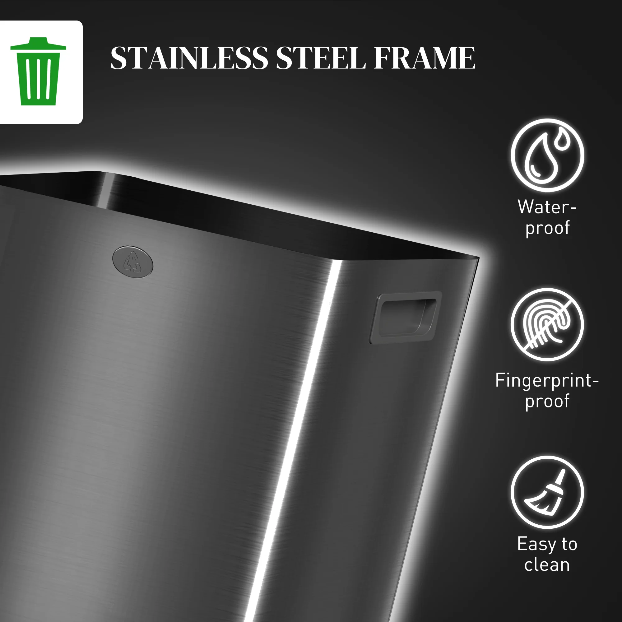 HOMCOM 2 X 20L Dual Kitchen Bin Pedal Bin For Recycling And Waste - Image 8