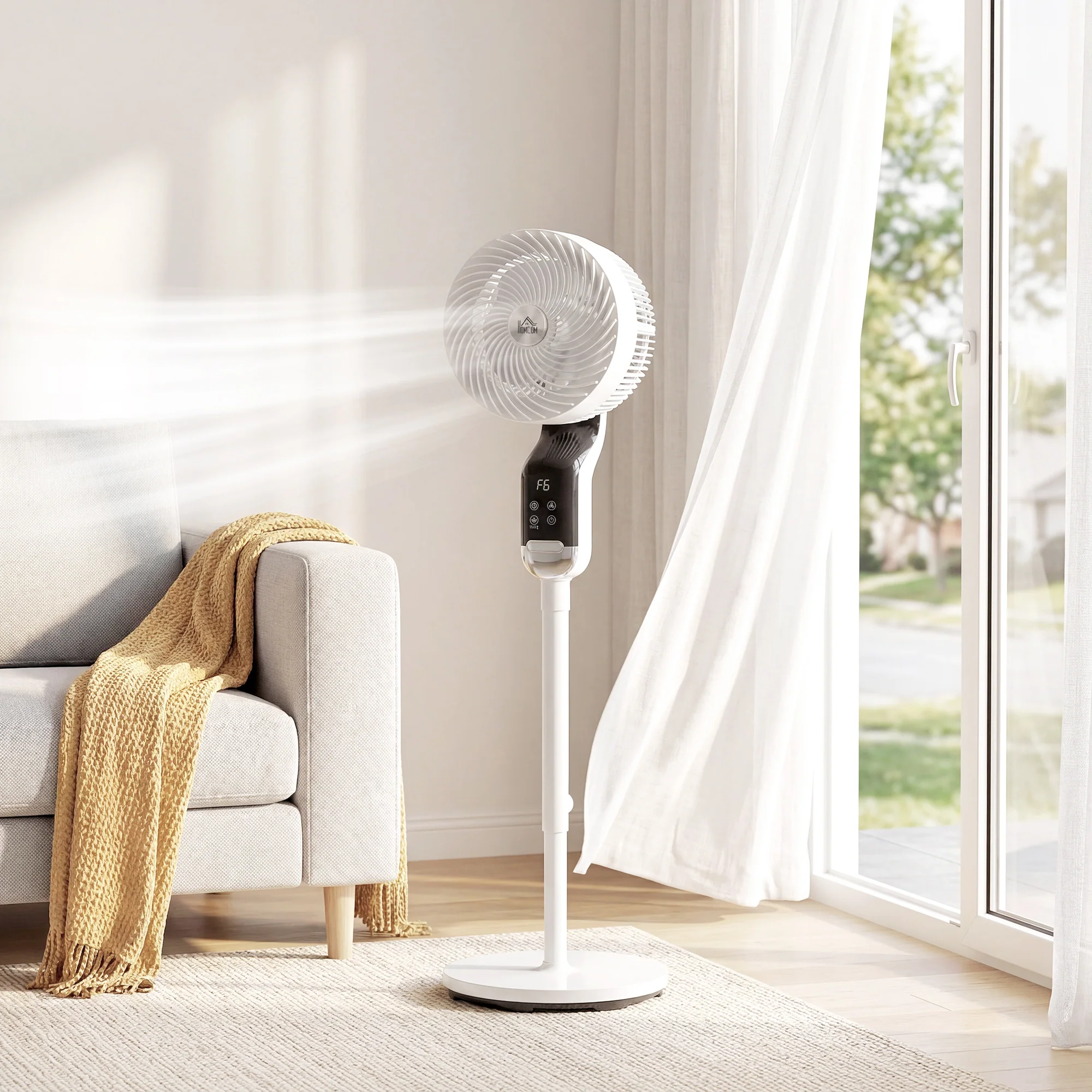 HOMCOM 20 dB Standing Fan for Bedroom, Pedestal Fan with Oscillating - Image 2