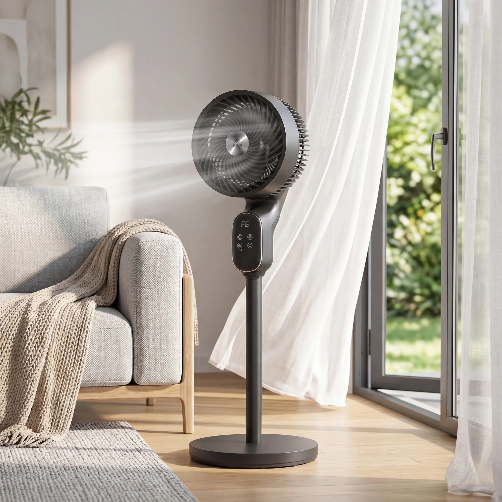 HOMCOM 20 DB Standing Fan For Bedroom, Pedestal Fan With Oscillating - Image 2