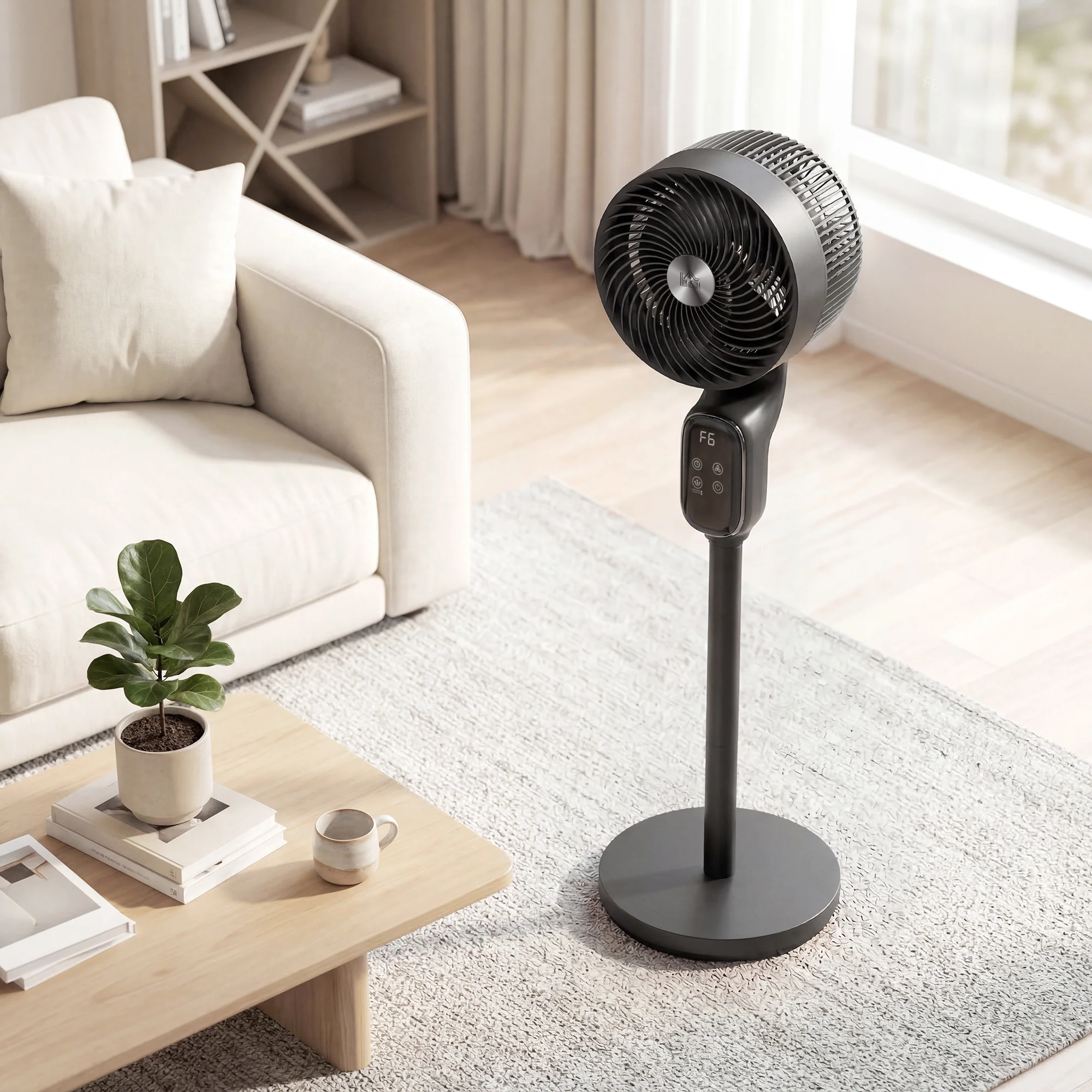 HOMCOM 20 DB Standing Fan For Bedroom, Pedestal Fan With Oscillating - Image 9