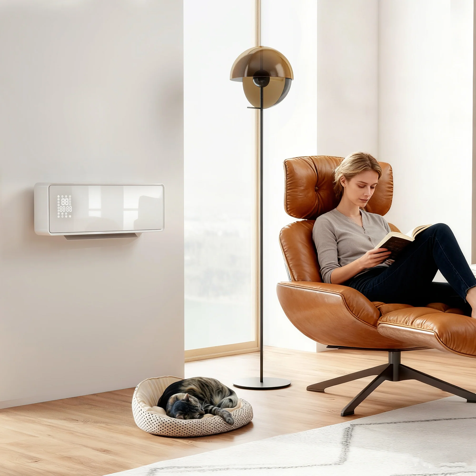 HOMCOM 2000W Ceramic Electric Heater with Fan, Wall Mounted, White - Image 2