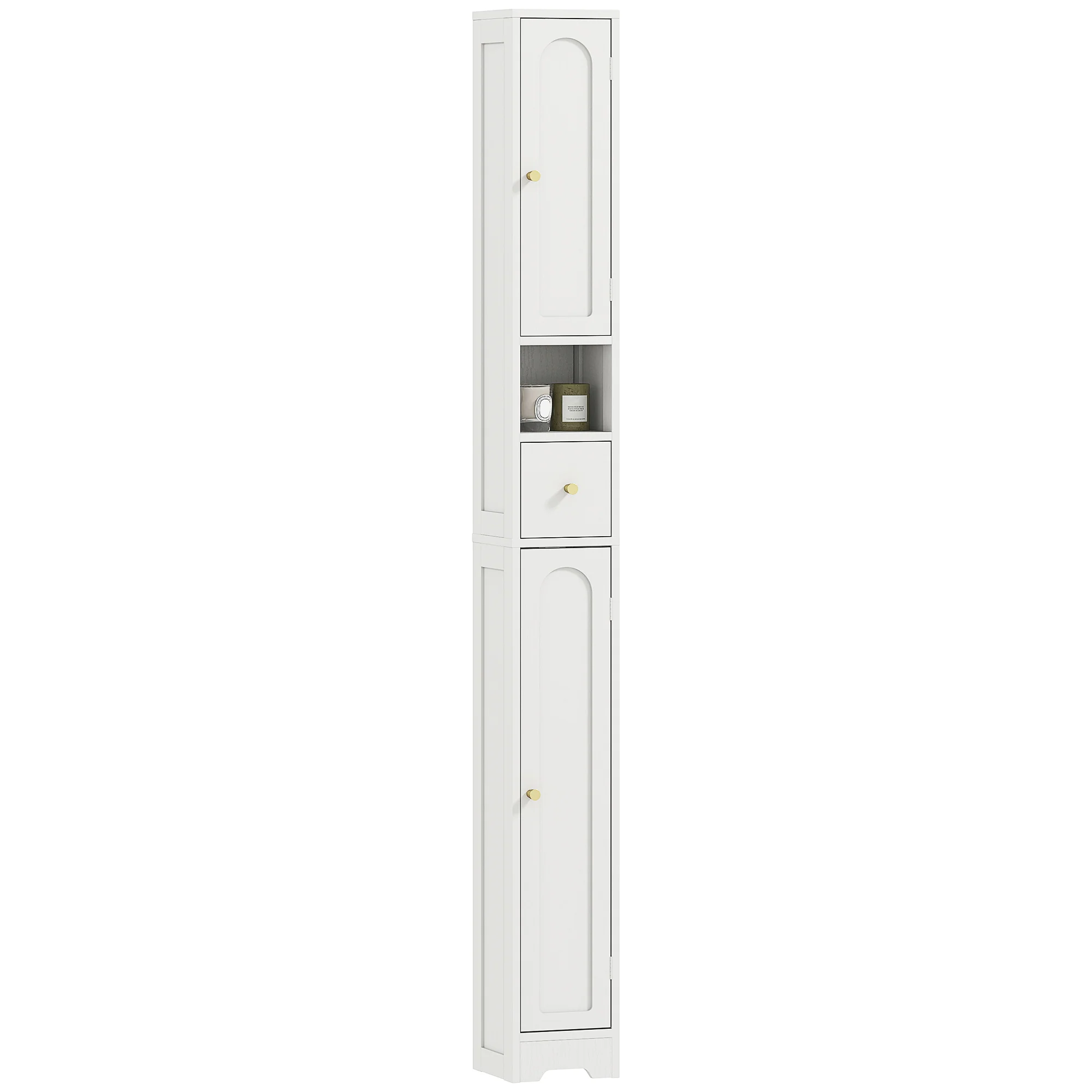 HOMCOM 20cm Slim Bathroom Storage Cabinet With Adjustable Shelves White