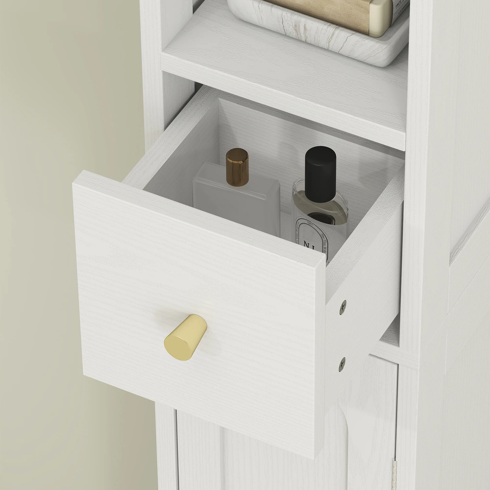 HOMCOM 20cm Slim Bathroom Storage Cabinet With Adjustable Shelves White - Image 9