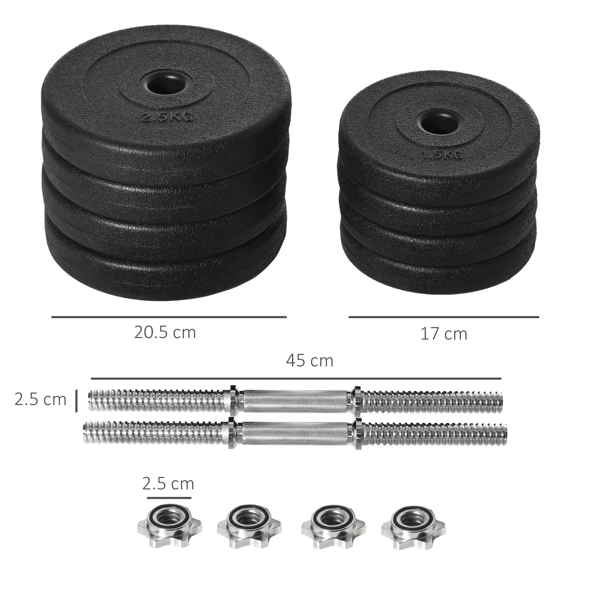 HOMCOM 20KG Adjustable Dumbbells Weight Set Hand Weight For Body Fitness - Image 5