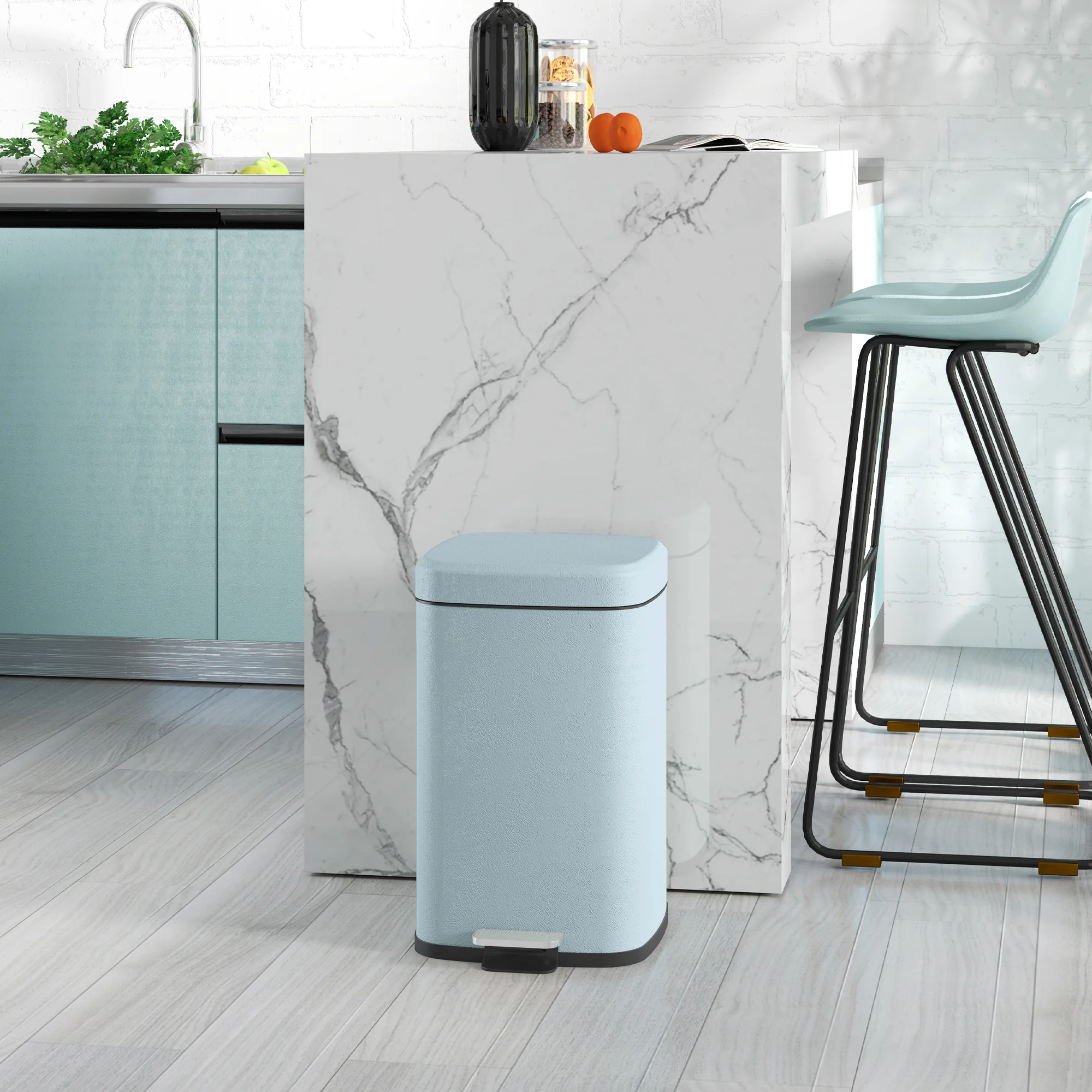 HOMCOM 20L Kitchen Pedal Bin, Metal Rubbish Bin With Soft-close Lid - Image 11