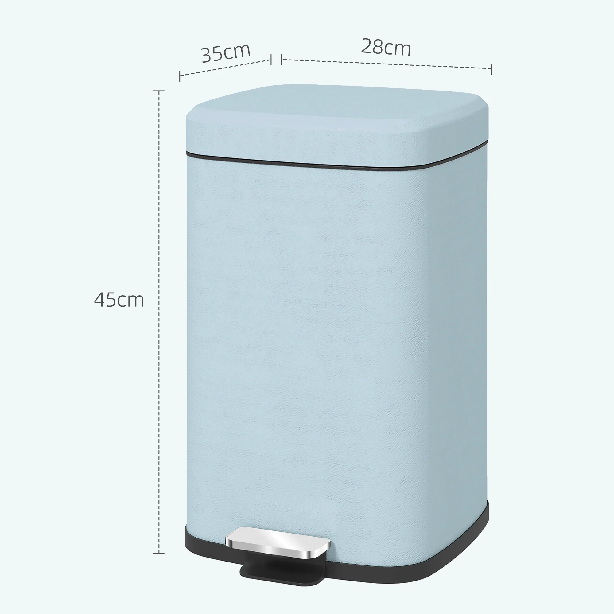 HOMCOM 20L Kitchen Pedal Bin, Metal Rubbish Bin With Soft-close Lid - Image 14