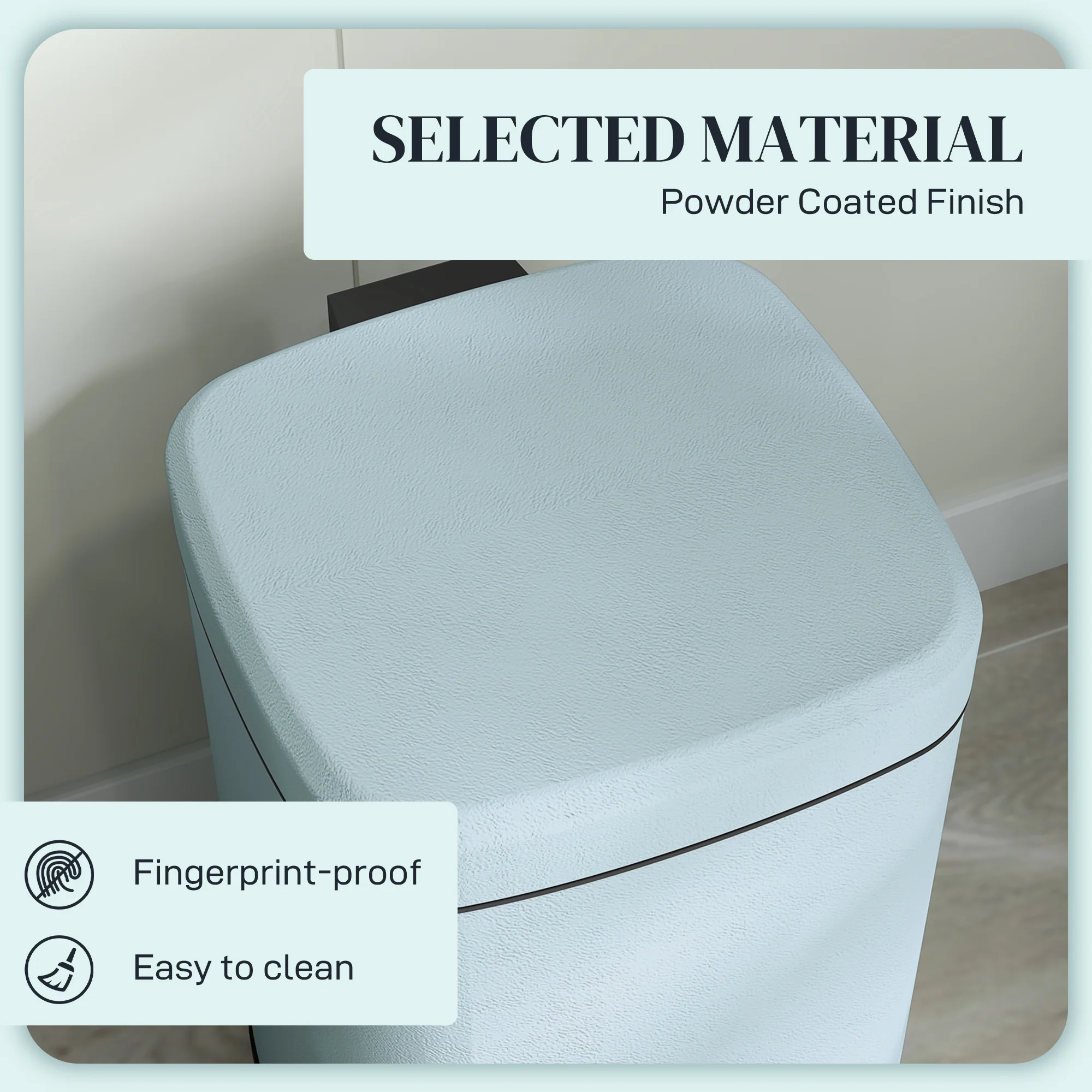 HOMCOM 20L Kitchen Pedal Bin, Metal Rubbish Bin With Soft-close Lid - Image 15
