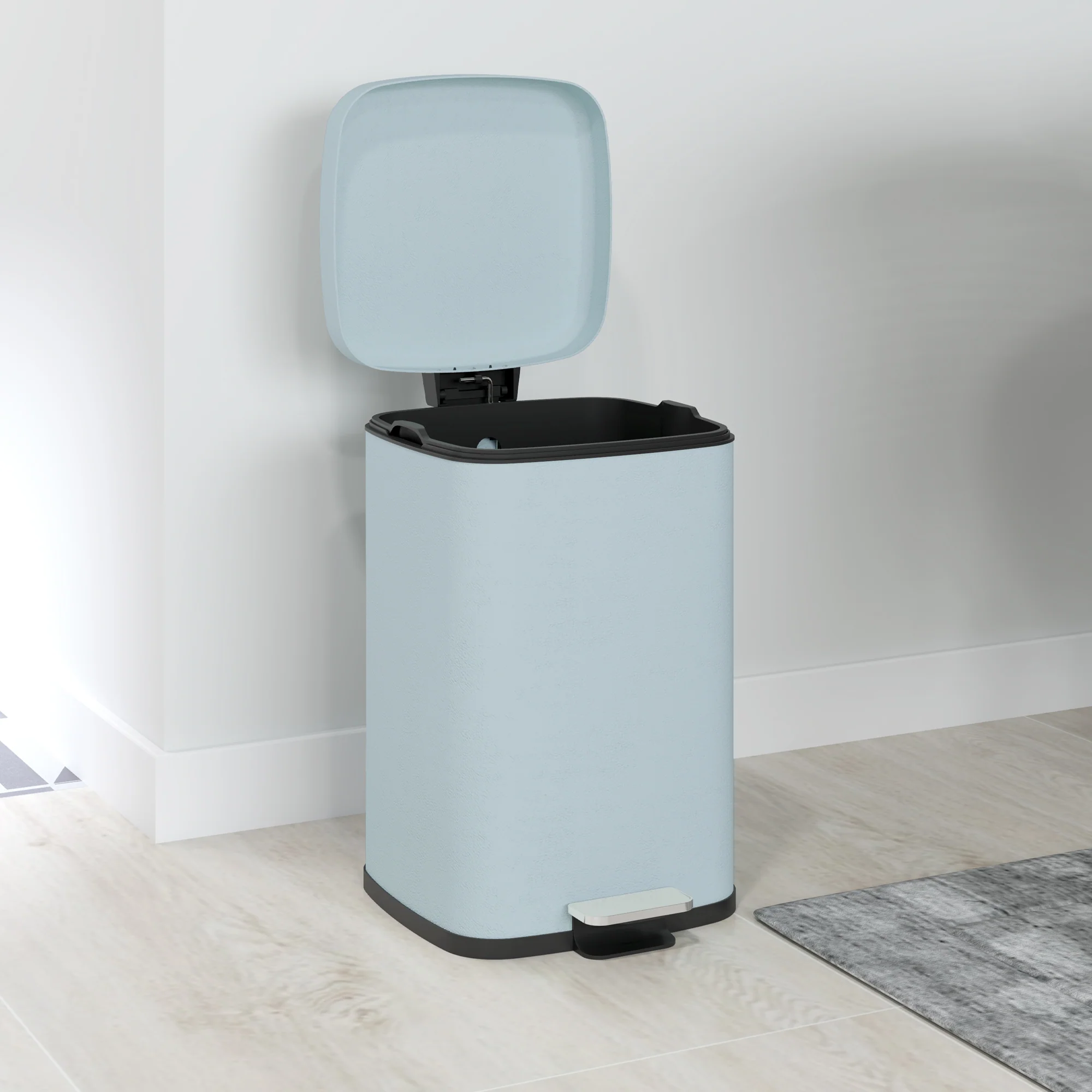 HOMCOM 20L Kitchen Pedal Bin, Metal Rubbish Bin With Soft-close Lid - Image 17