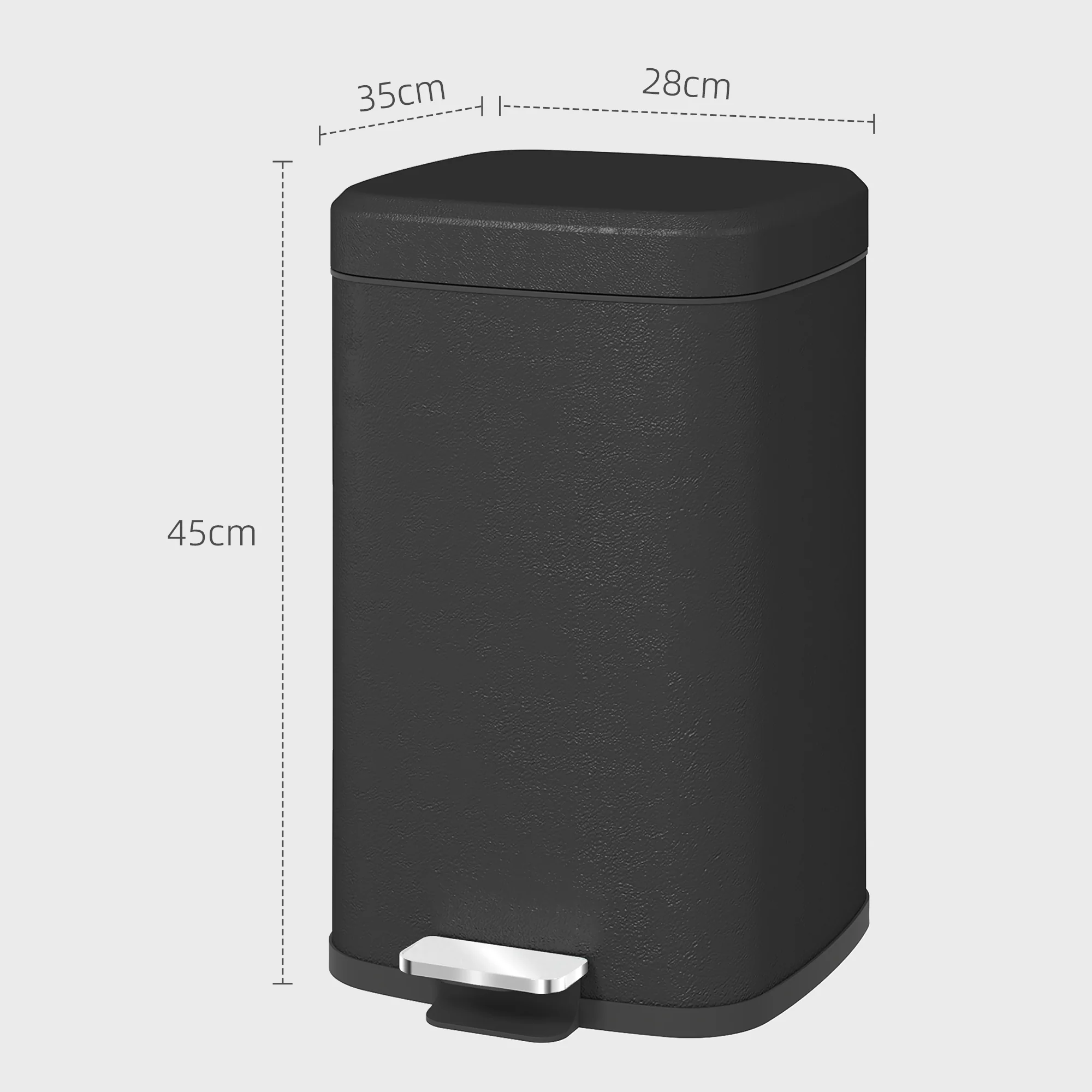HOMCOM 20L Kitchen Pedal Bin, Metal Rubbish Bin With Soft-close Lid - Image 5
