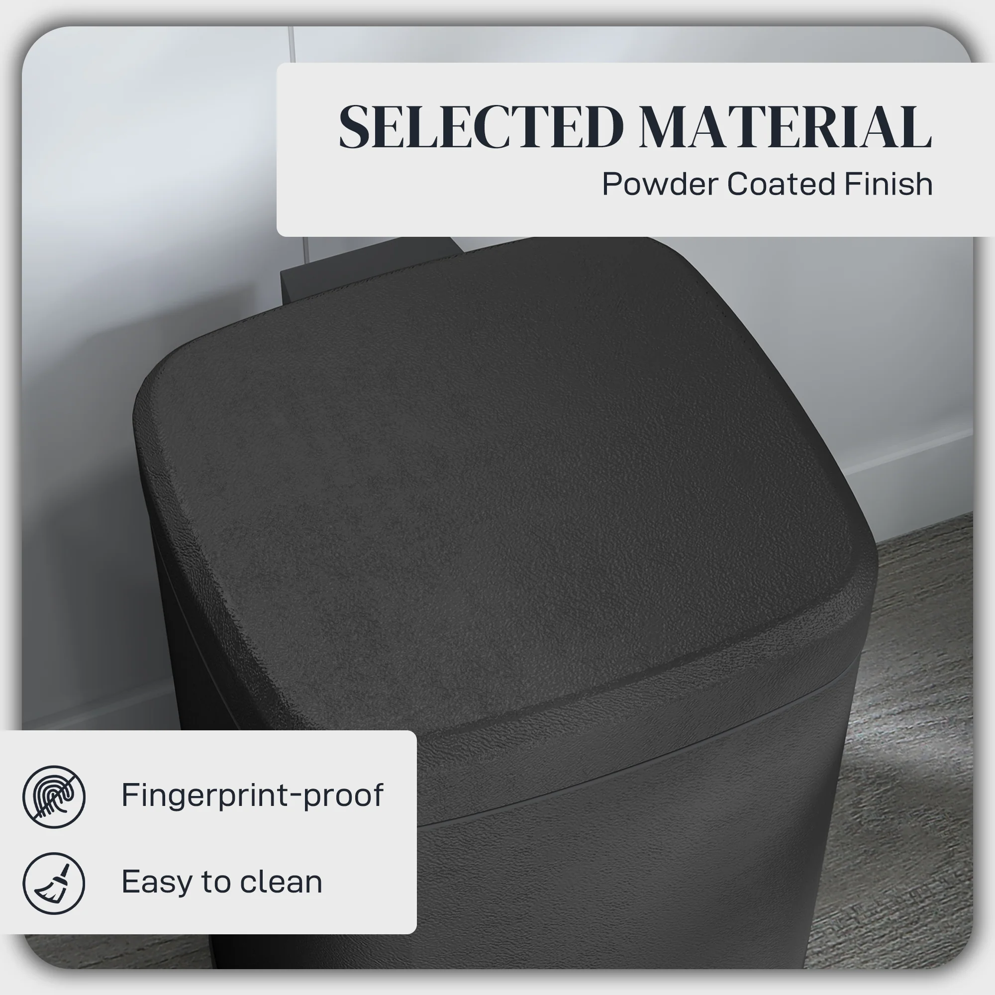 HOMCOM 20L Kitchen Pedal Bin, Metal Rubbish Bin With Soft-close Lid - Image 6