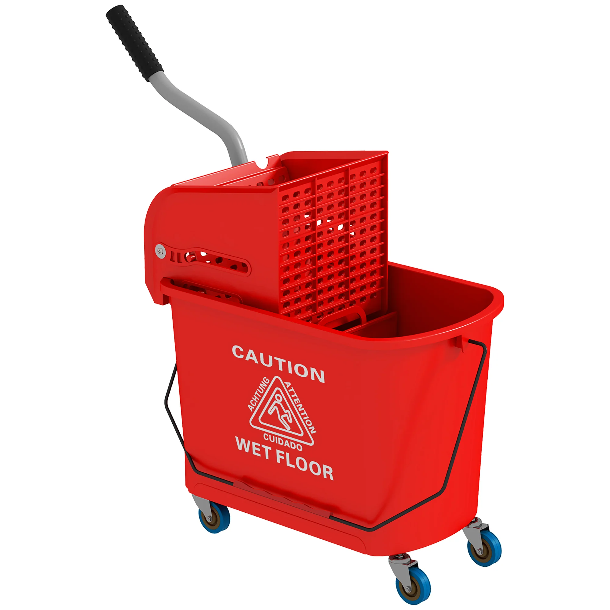 HOMCOM 20L Mop Bucket With Wringer Handle On Wheels For Floor Cleaning - Image 10
