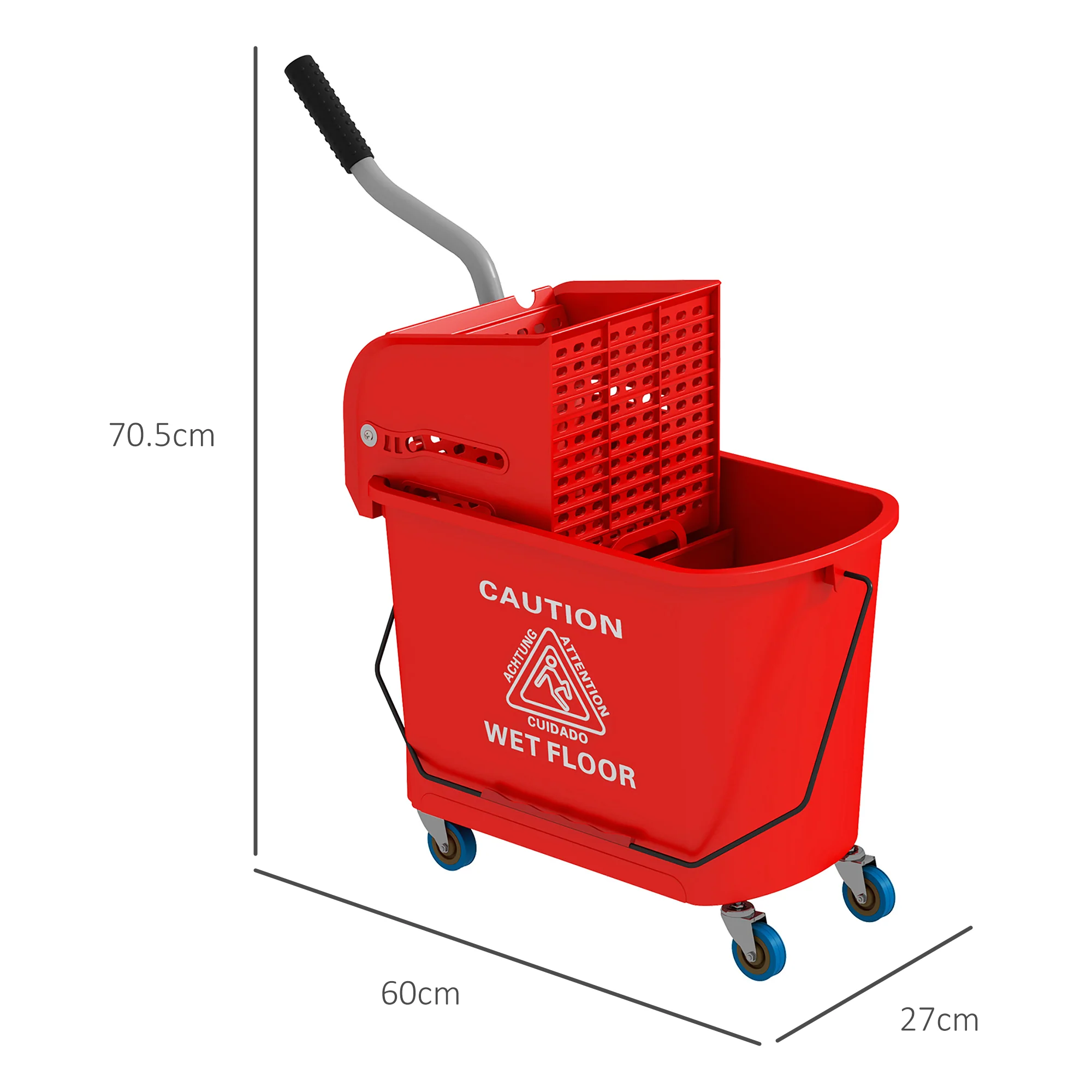 HOMCOM 20L Mop Bucket With Wringer Handle On Wheels For Floor Cleaning - Image 14