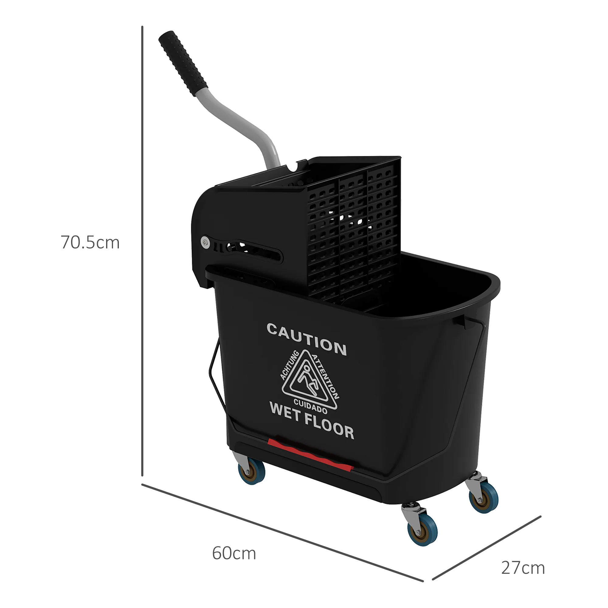 HOMCOM 20L Mop Bucket With Wringer Handle On Wheels For Floor Cleaning - Image 5