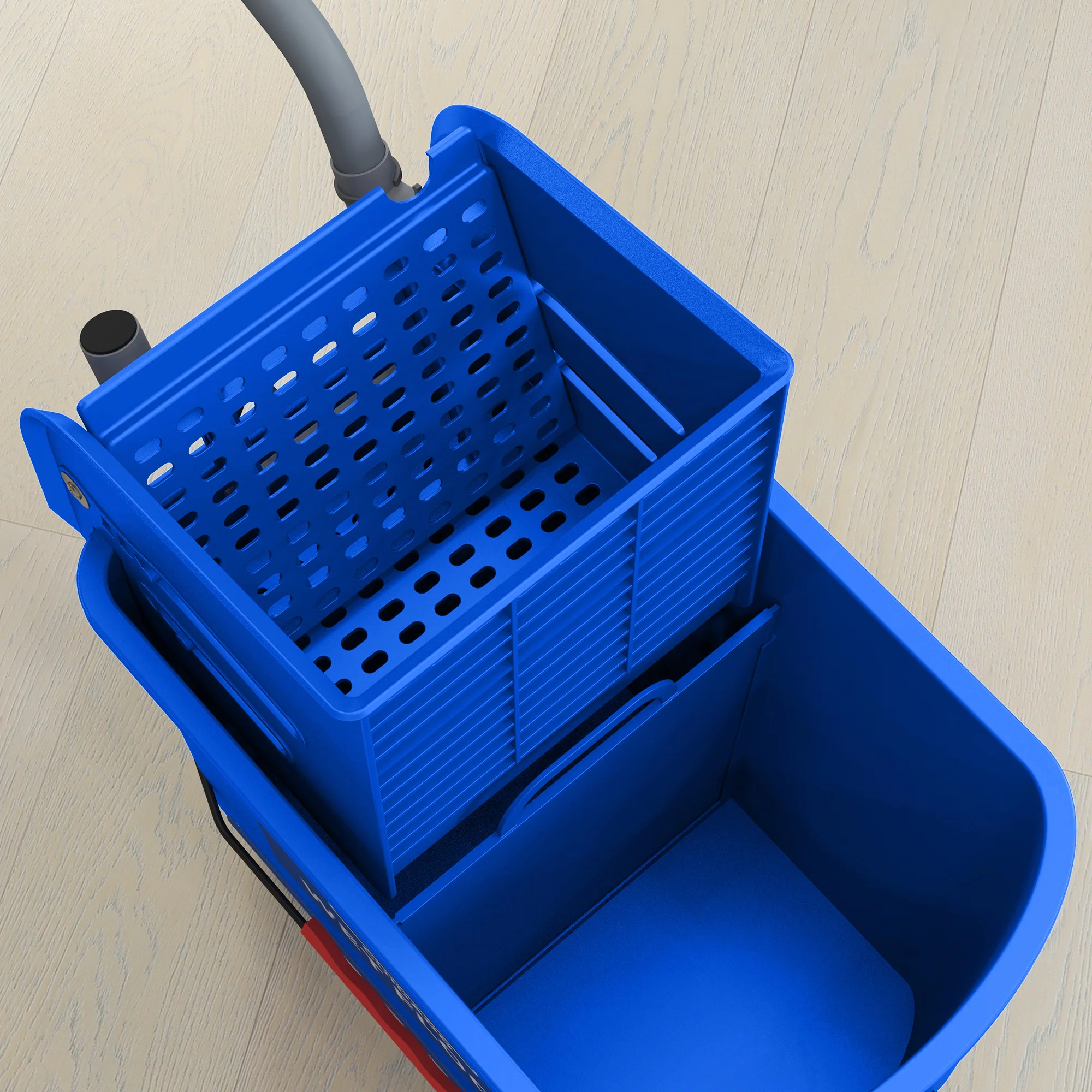 HOMCOM 20L Mop Bucket With Wringer Handle On Wheels For Floor Cleaning Blue - Image 9
