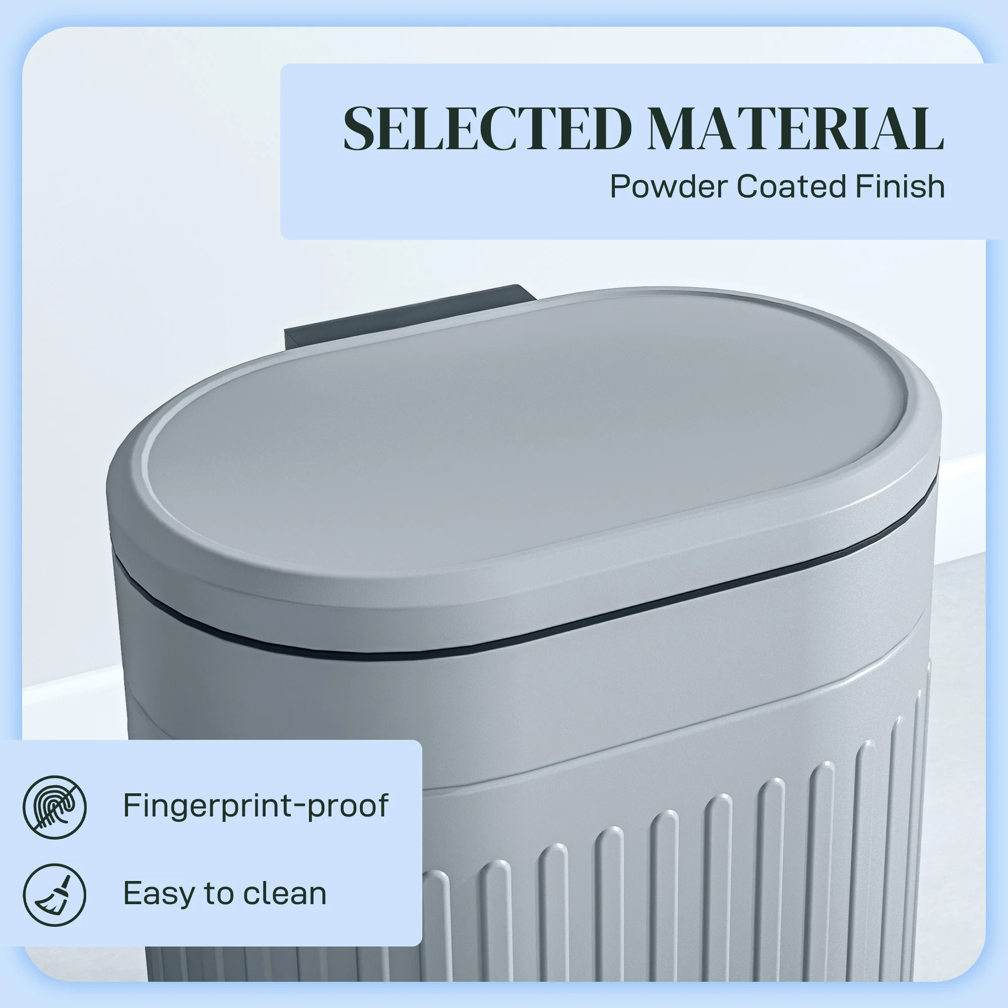 HOMCOM 20L Pedal Bin, Metal Kitchen Bin With Soft-close Lid, Grey - Image 6